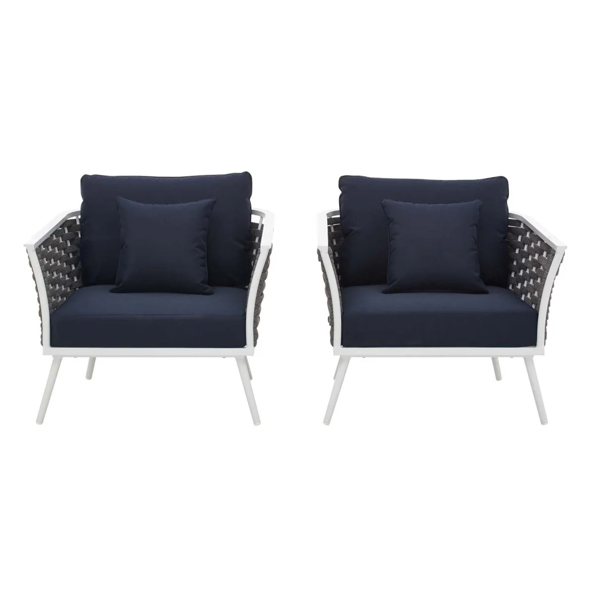 Durable Aluminum Rope Outdoor Armchair Set of 2 with Cushions for Patio Seating - Image 5