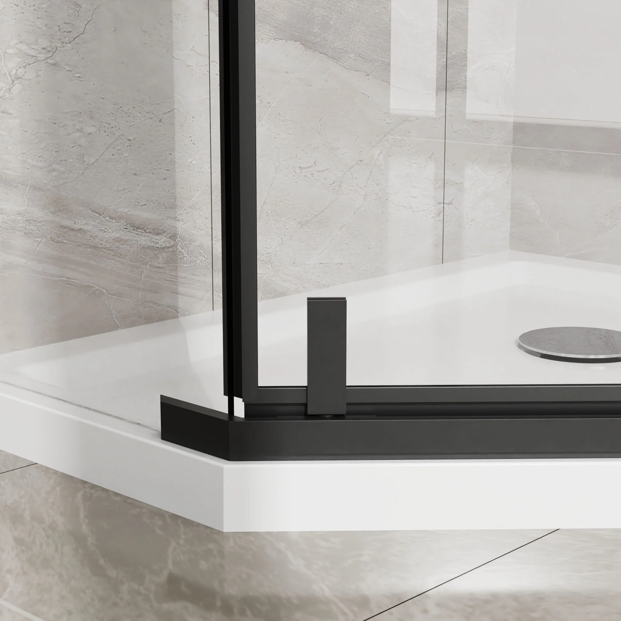 Durable Hardware Neo Angle Frameless Shower Door With Acrylic Base Combo - Image 4