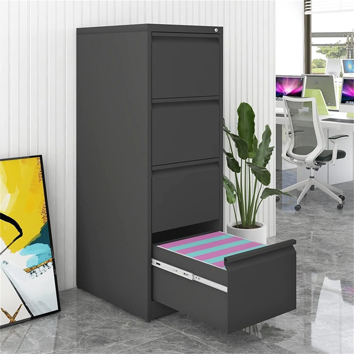 Durable Metal 3 Drawer File Cabinet With Lock For Office Storage - Image 10