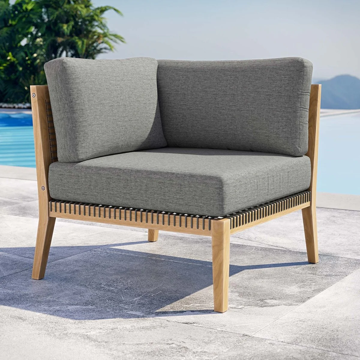 Durable Teak Outdoor Corner Chair for Patio and Deck Modern Corner Seating - Image 7