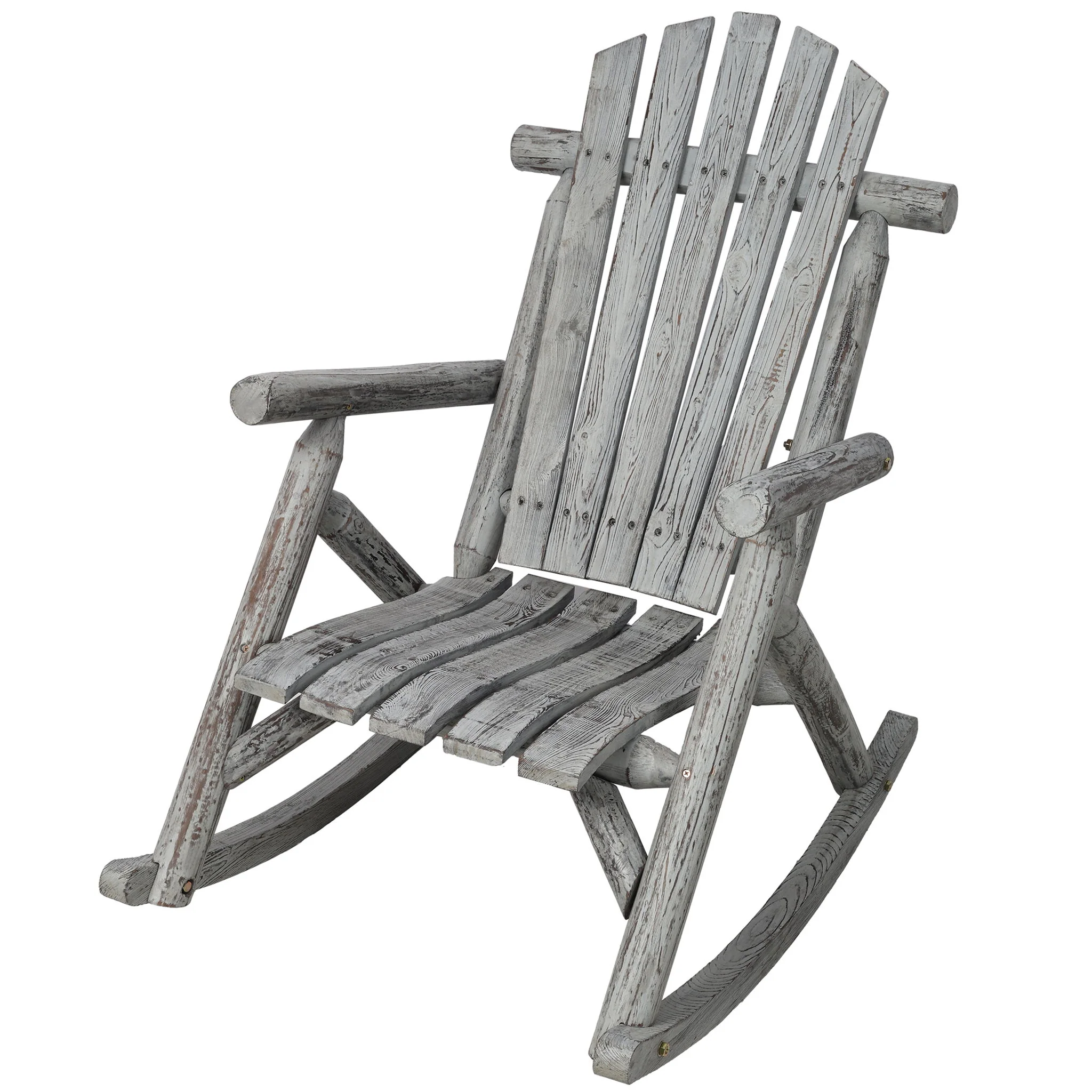 Durable Wooden Porch Rocker, Fir Log Rocking Chair - Image 10
