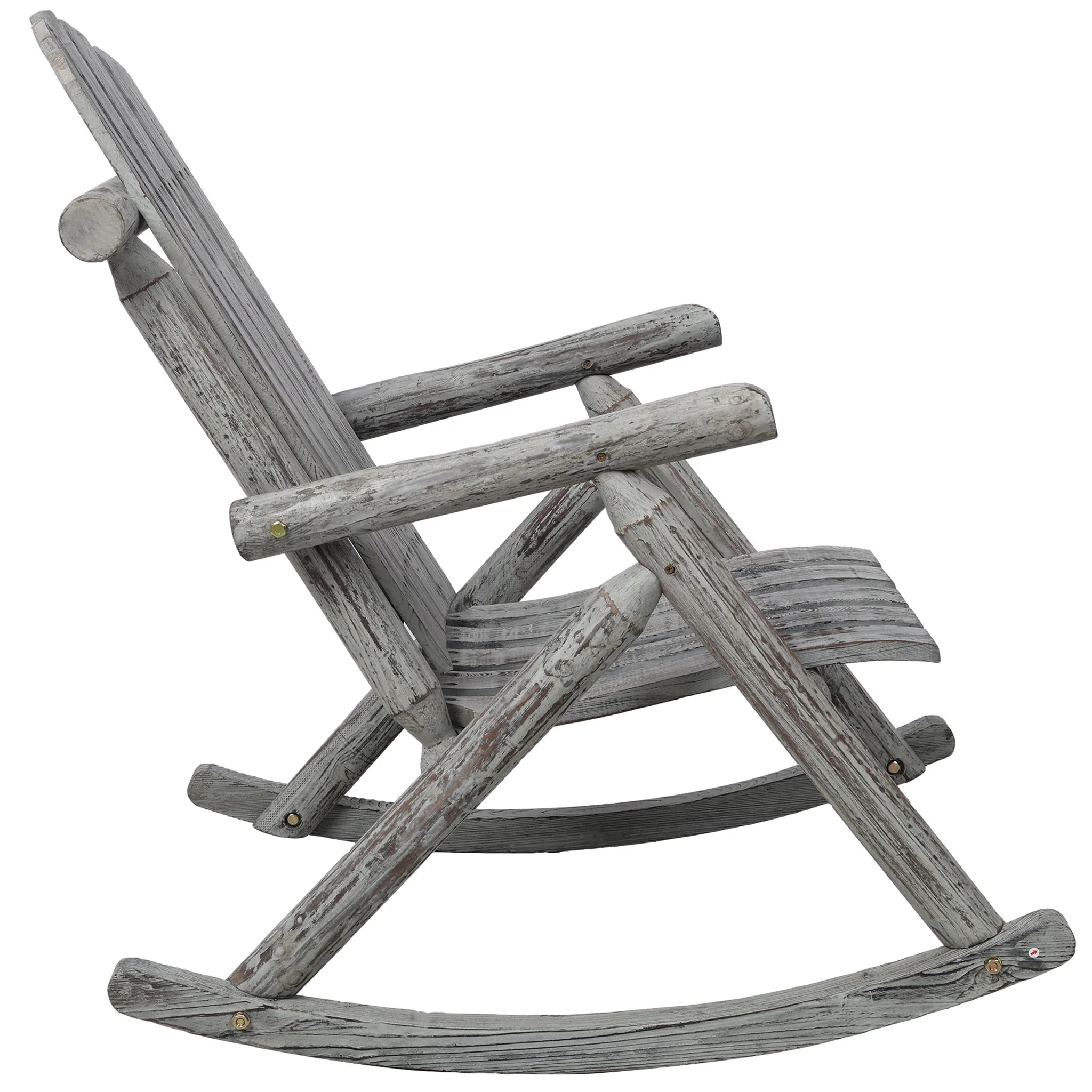 Durable Wooden Porch Rocker, Fir Log Rocking Chair - Image 9