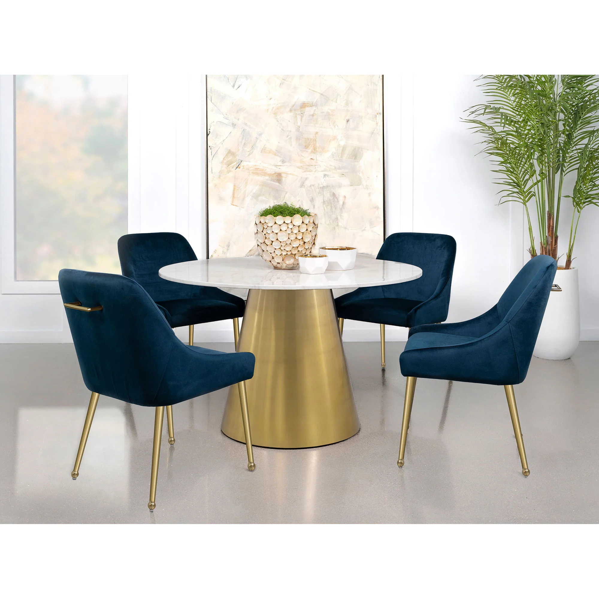 Earline - Round Dining Table - White Marble - Image 4