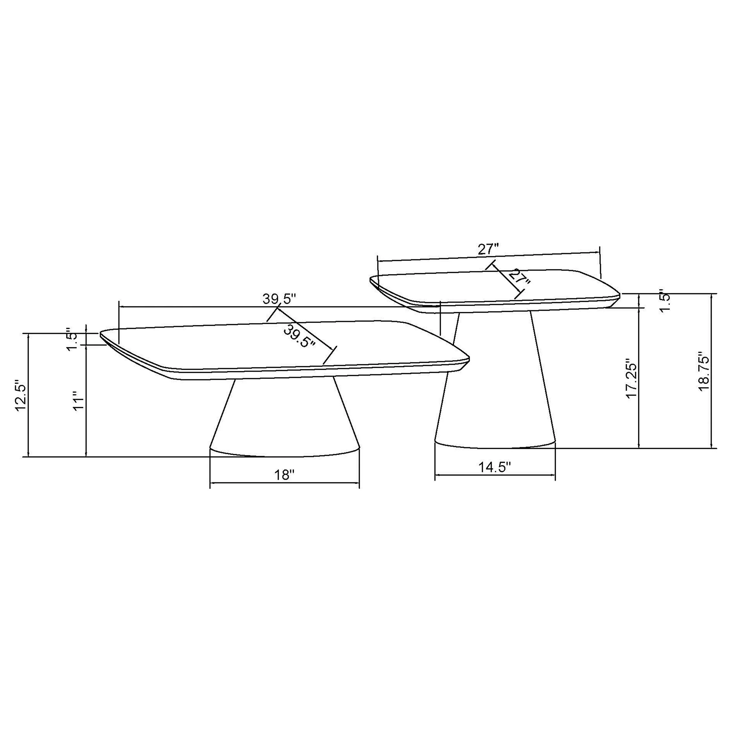 Eason 2-Piece Coffee Table Set Walnut and Black - Image 8
