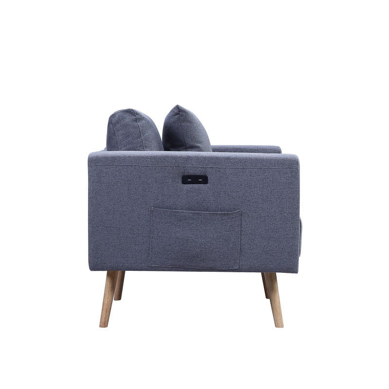 Easton - Fabric Chair With USB Charging Ports Pockets And Pillows - Image 5