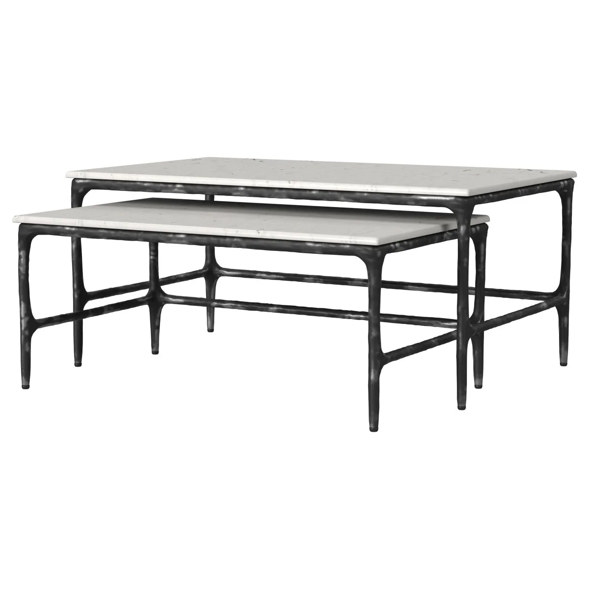 Ebby 2-Piece Genuine Marble Top Nesting Coffee Tables - Image 4