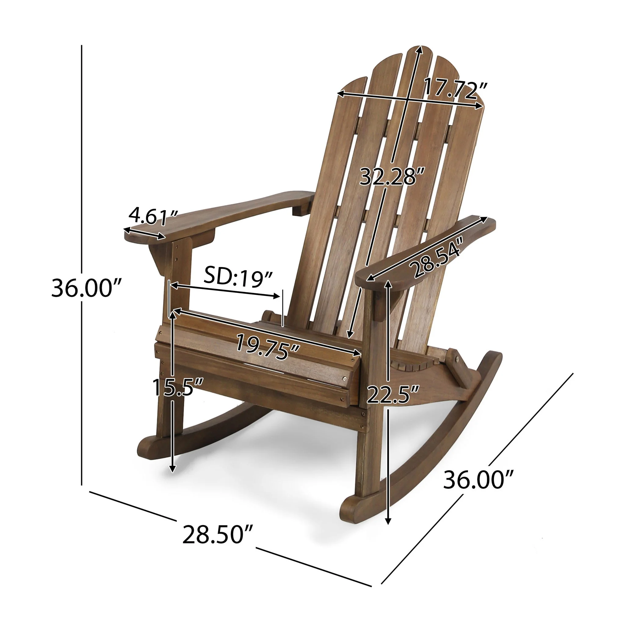 Echoes - Outdoor Acacia Wood Adirondack Rocking Chair - Image 16