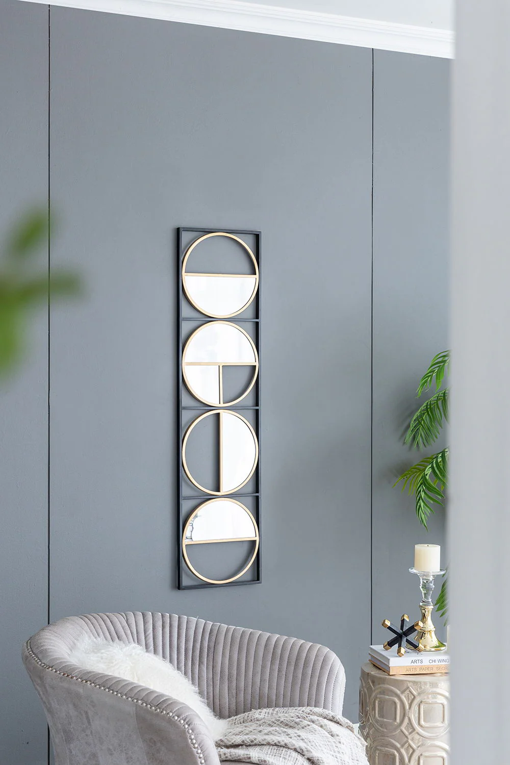 Eclectic Styling Metal Beaded Wall Mirror With Contemporary Design For Bedroom, Liveroom & Entryway - Image 6