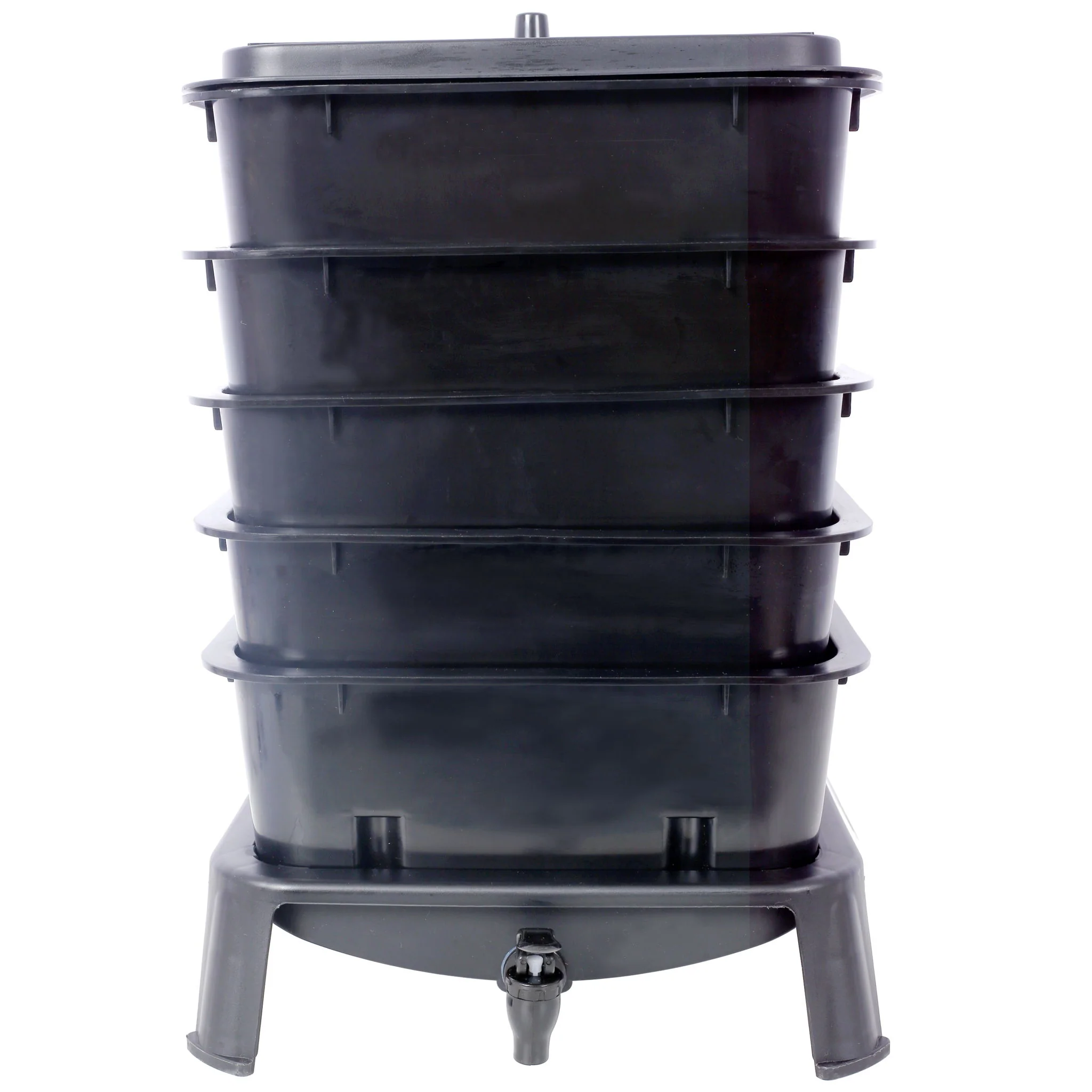 Eco Friendly 5 Layer Worm Compost Bin With 50L Capacity, Easy Setup Plastic Worm Farm Kit - Black - Image 4