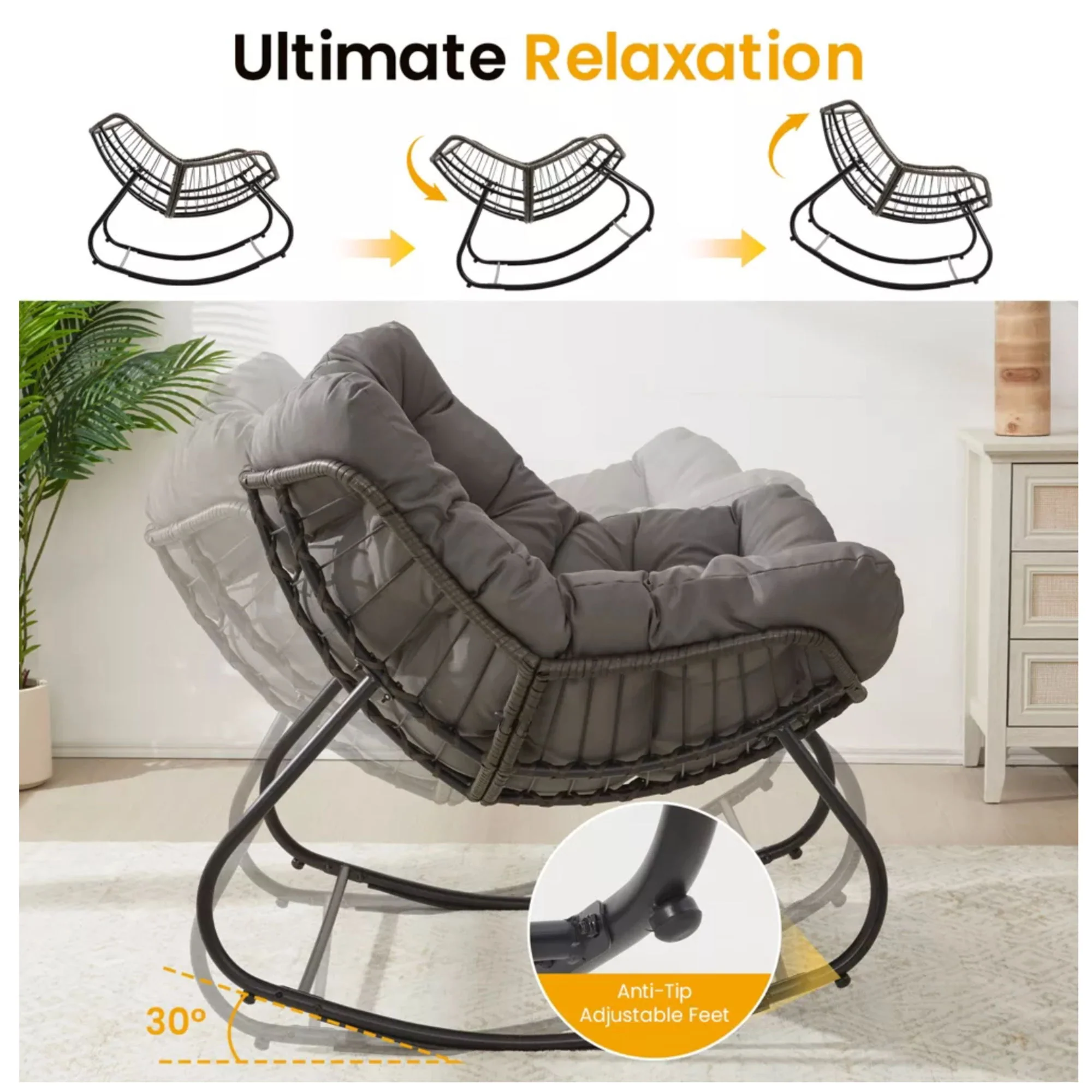 Egg Rocking Chair With Ottoman - Image 15