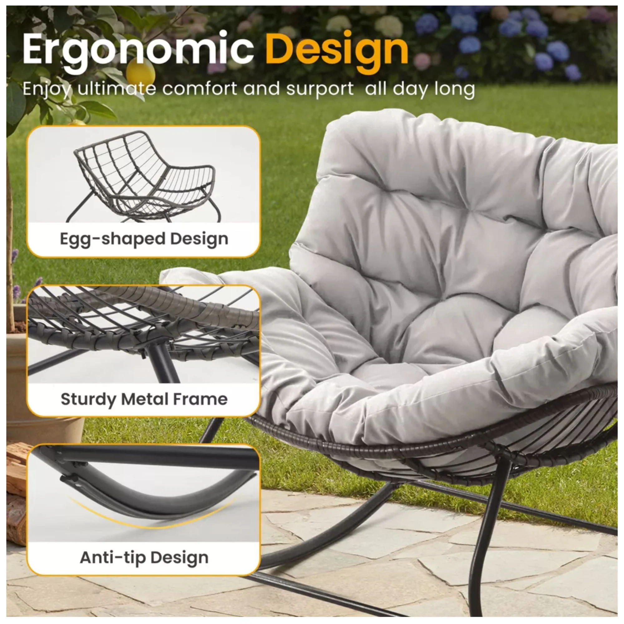 Egg Rocking Chair With Ottoman - Image 8