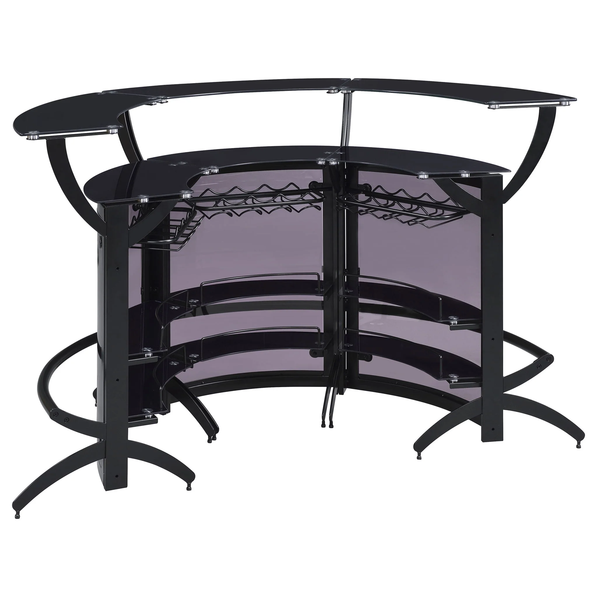 Elaina - 3 Piece Curved Freestanding Home Bar - Black - Image 5