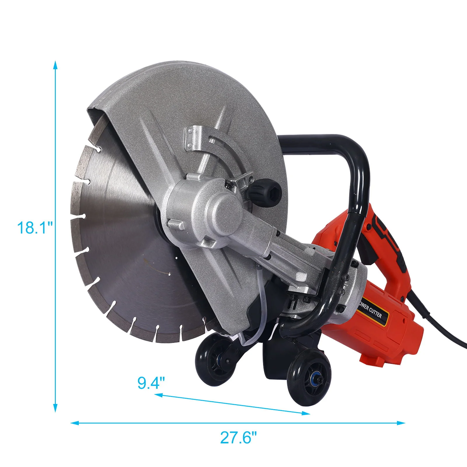 Electric 14" Cut Off Saw Wet / Dry Concrete Saw Cutter With Guide Roller And Water Line Attachment, 3000W - Black / Silver - Image 4