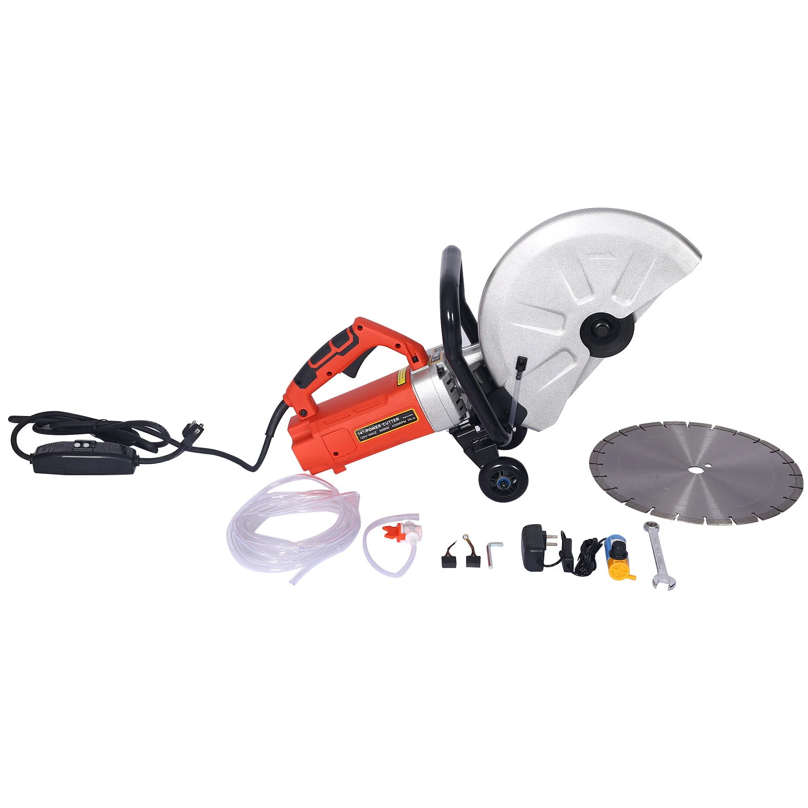 Electric 14" Cut Off Saw Wet / Dry Concrete Saw Cutter With Guide Roller And Water Line Attachment, 3000W - Black / Silver - Image 5