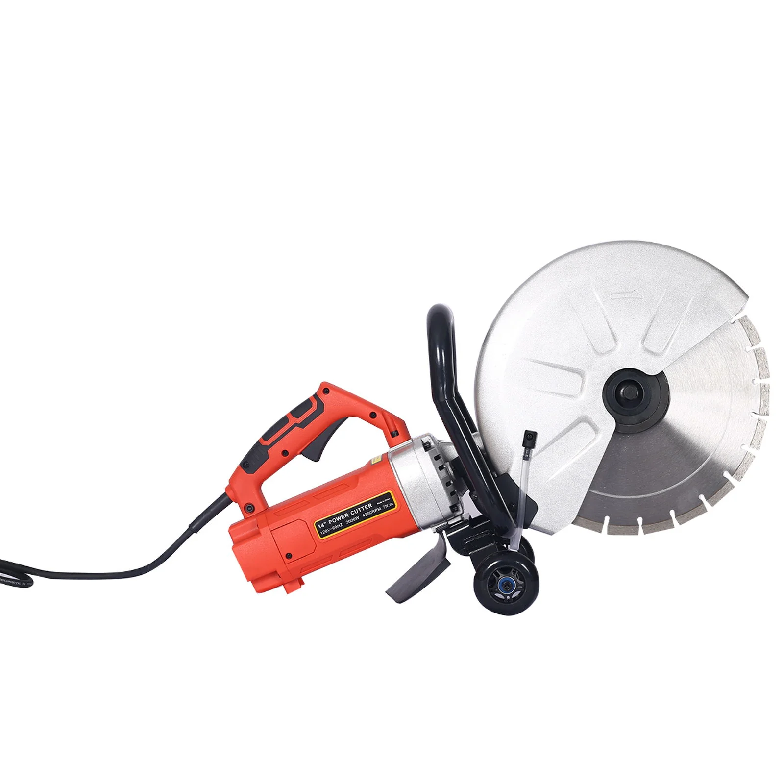 Electric 14" Cut Off Saw Wet / Dry Concrete Saw Cutter With Guide Roller And Water Line Attachment, 3000W - Black / Silver - Image 7