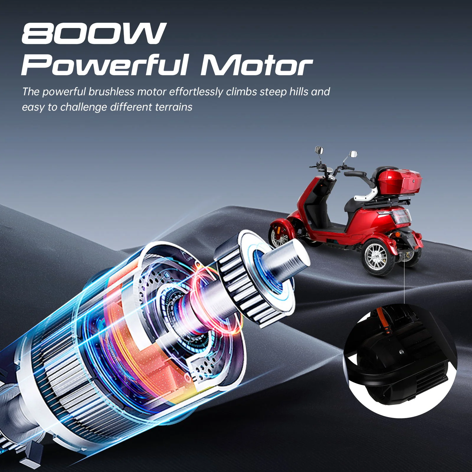 Electric Mobility Scooter With Big Size And High Power - Red - Image 3
