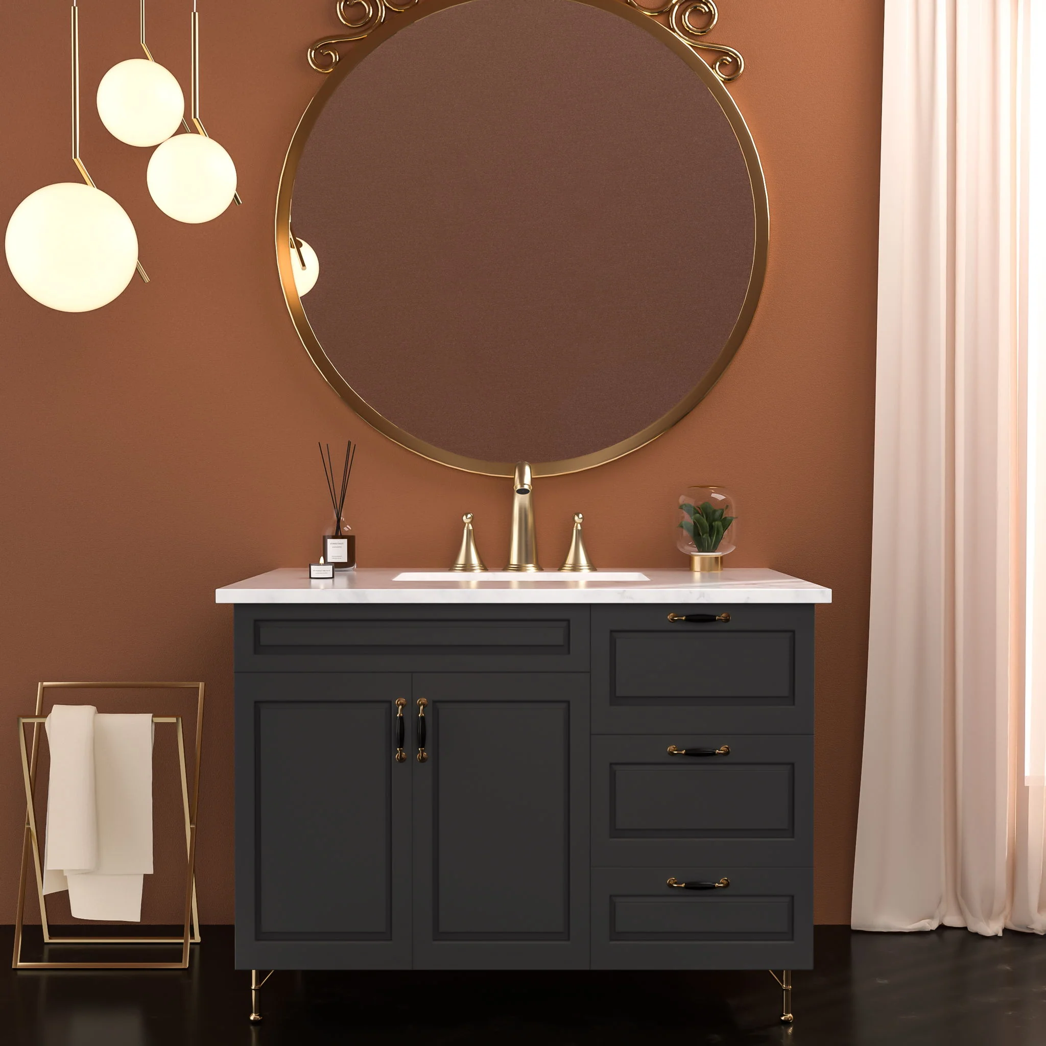 Elegant 2 Handle Widespread Bathroom Faucet With Pop Up Drain And Water Supply Lines - Image 14