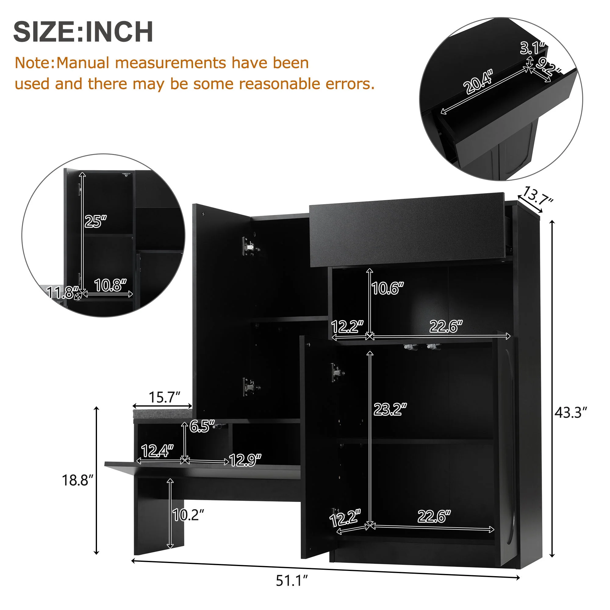 Elegant 2 In 1 Shoe Cabinets With Soft Cushion Versatile Shoe Rack Organizer With Adjustable Shelves - Image 14