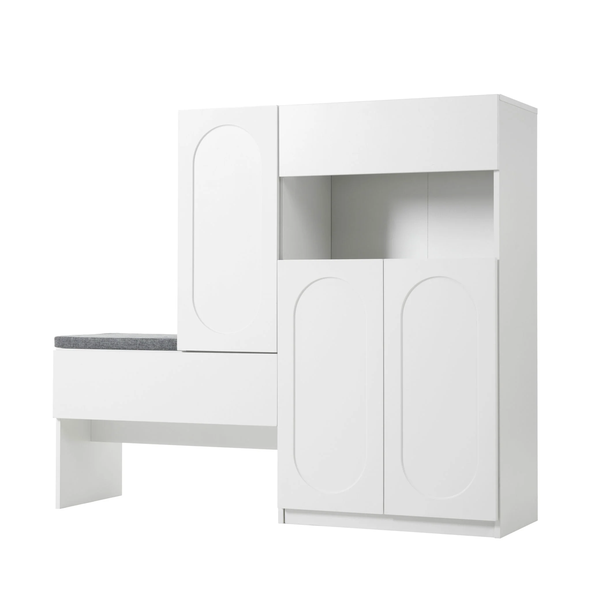 Elegant 2 In 1 Shoe Cabinets With Soft Cushion Versatile Shoe Rack Organizer With Adjustable Shelves - Image 2