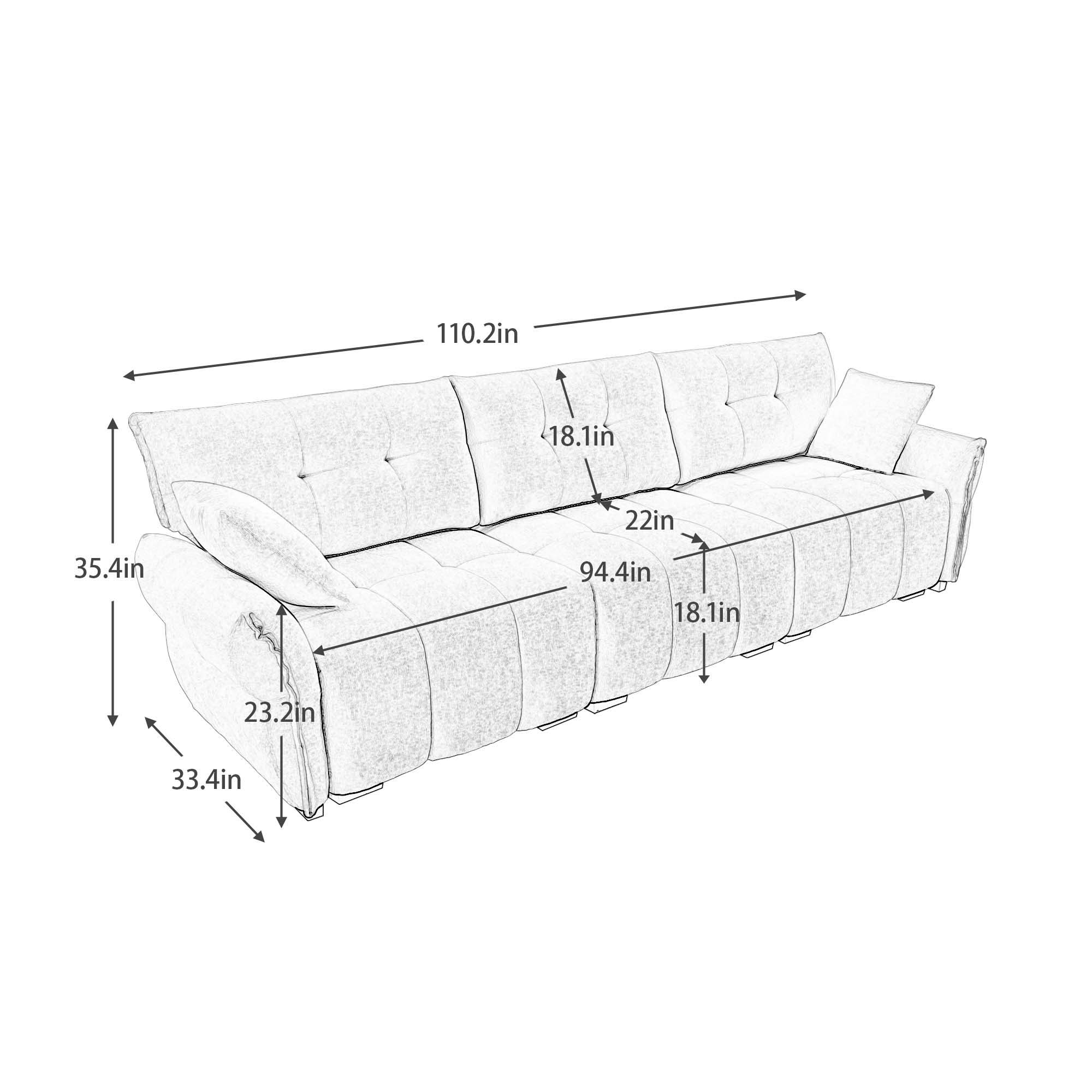 Elegant 3 Seater Sofa Set & Pillows Frame, High Rebound Cushions - Textured Green - Image 8