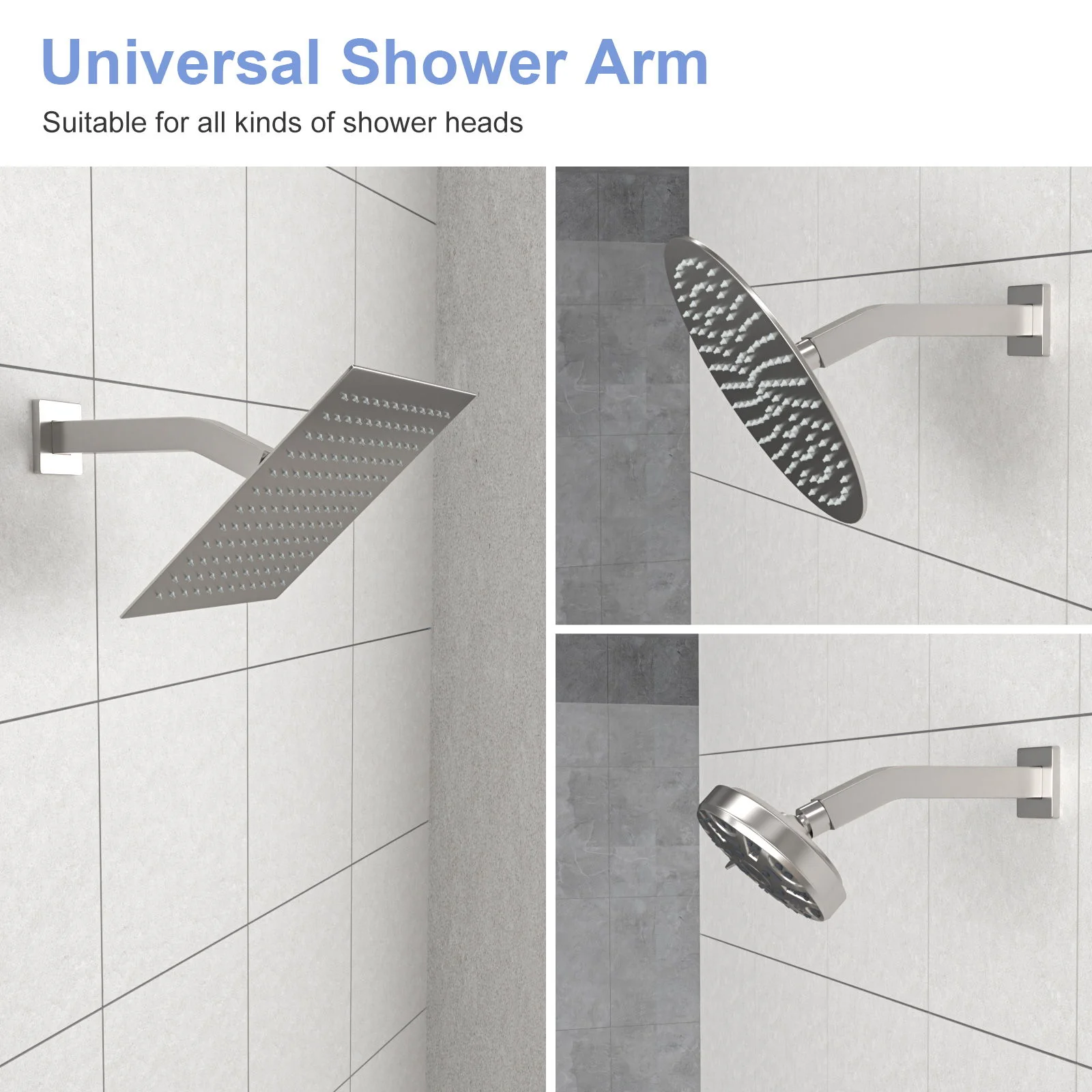 Elegant 6" Shower Arm With Flange, Stainless Steel Construction For Rain Shower Heads - Image 3