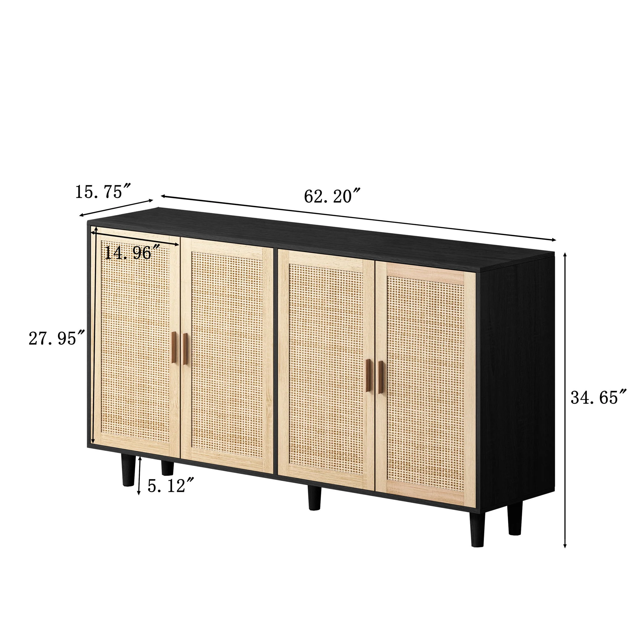 Elegant And Functional Rattan Decorative Storage Cabinet With 4 Doors - Image 7
