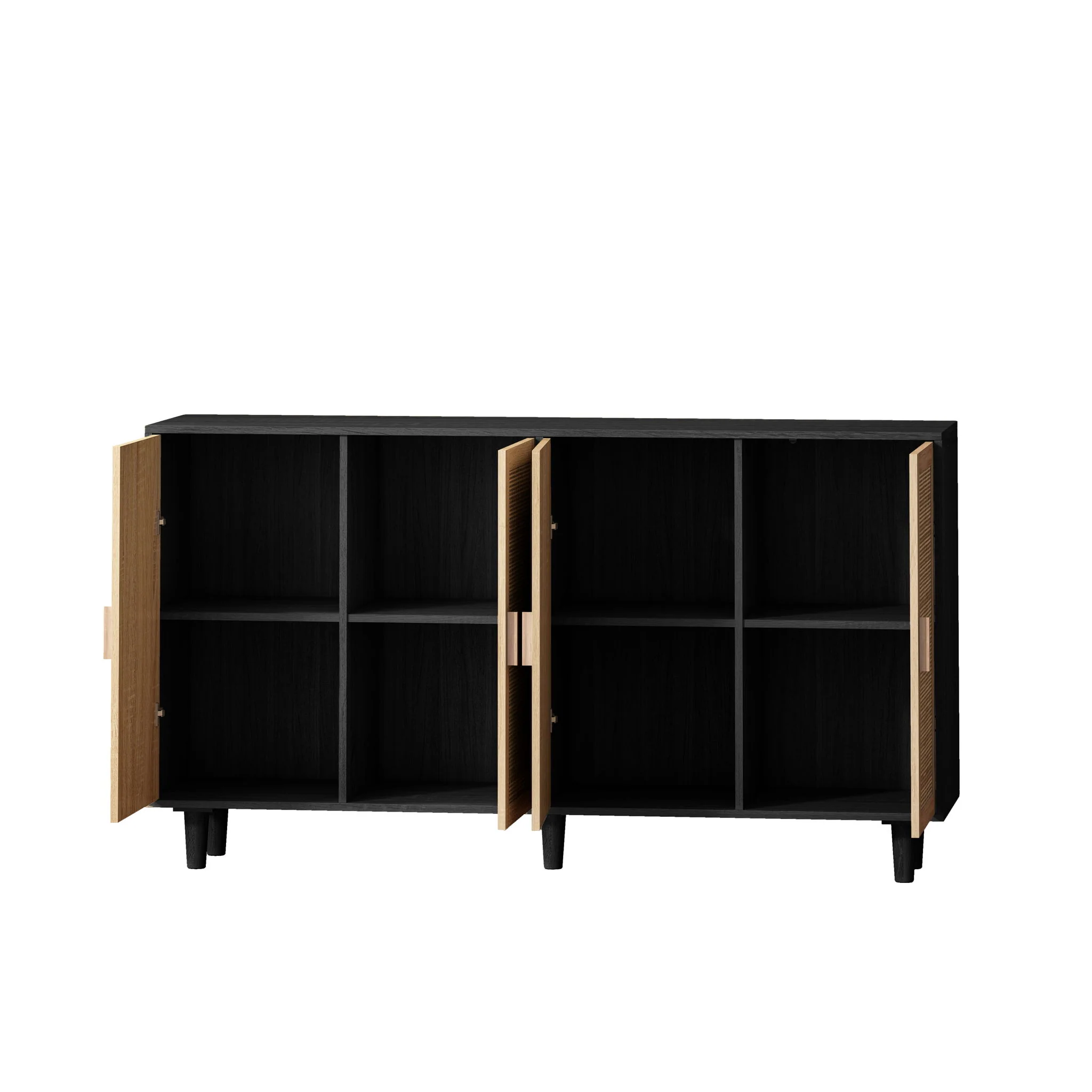 Elegant And Functional Rattan Decorative Storage Cabinet With 4 Doors - Image 9