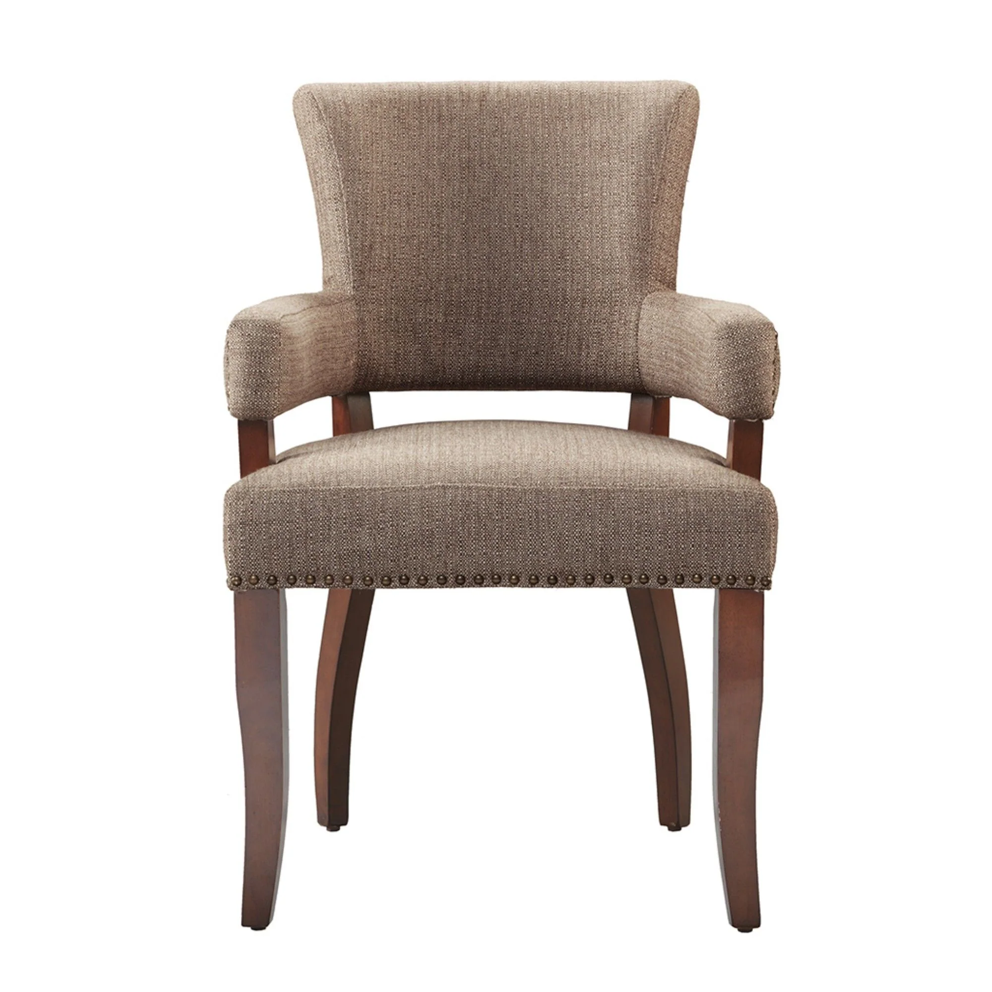 Elegant Arm Dining Chair With Brass Nail Head Detailing - Image 14