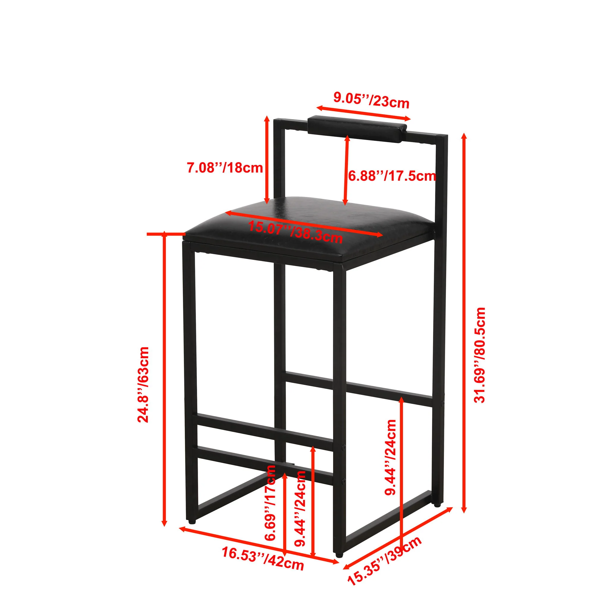 Elegant Bar Stool Set With Backrest And Footrest, Counter Height (Set of 2) - Image 4
