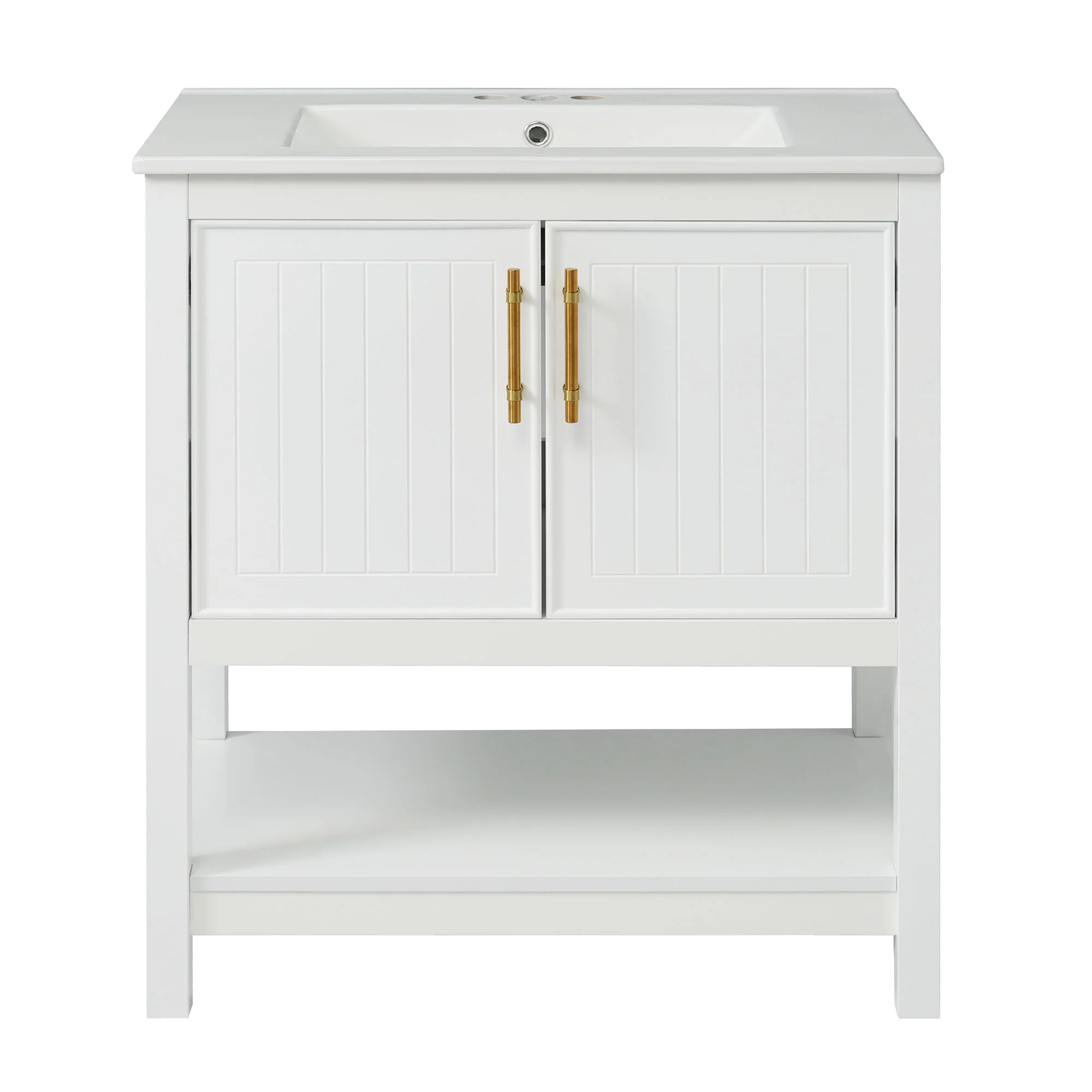 Elegant Bathroom Vanity With Ceramic Sink And Versatile Storage - Image 2