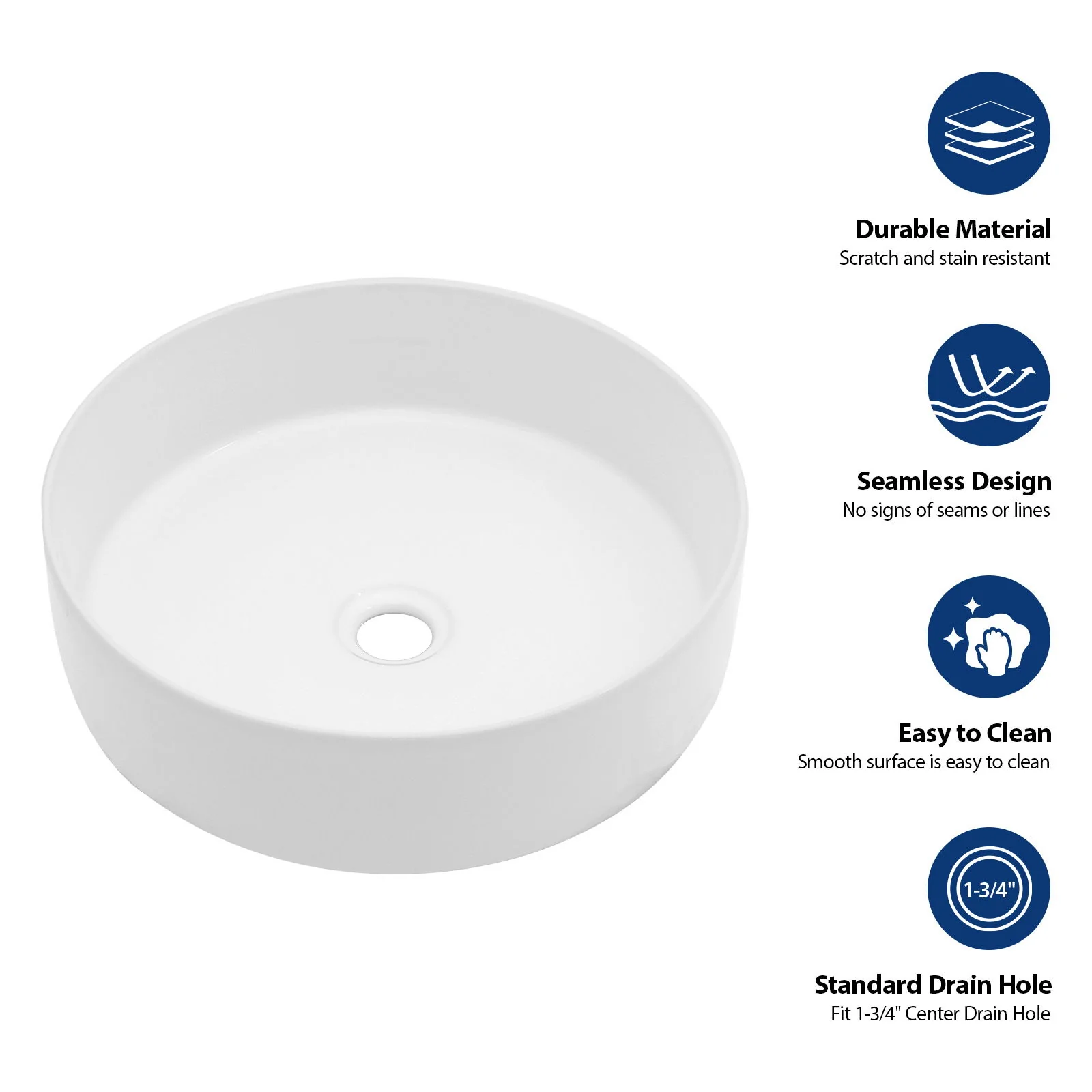Elegant Ceramic Vessel Bathroom Sink With Stain Resistant Finish - Image 4