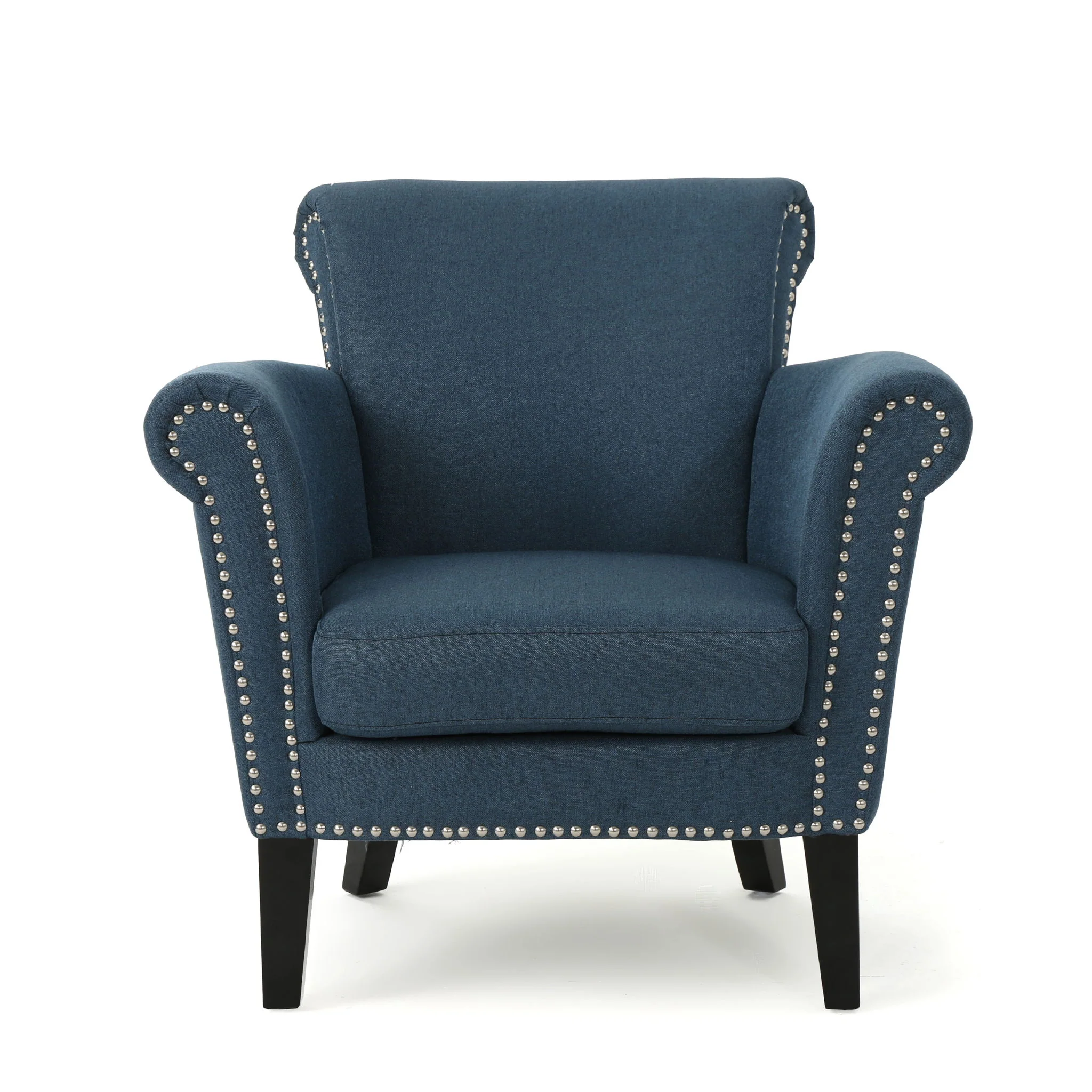 Elegant Club Chair With Nailhead Trim And Birch Wood Legs - Image 8