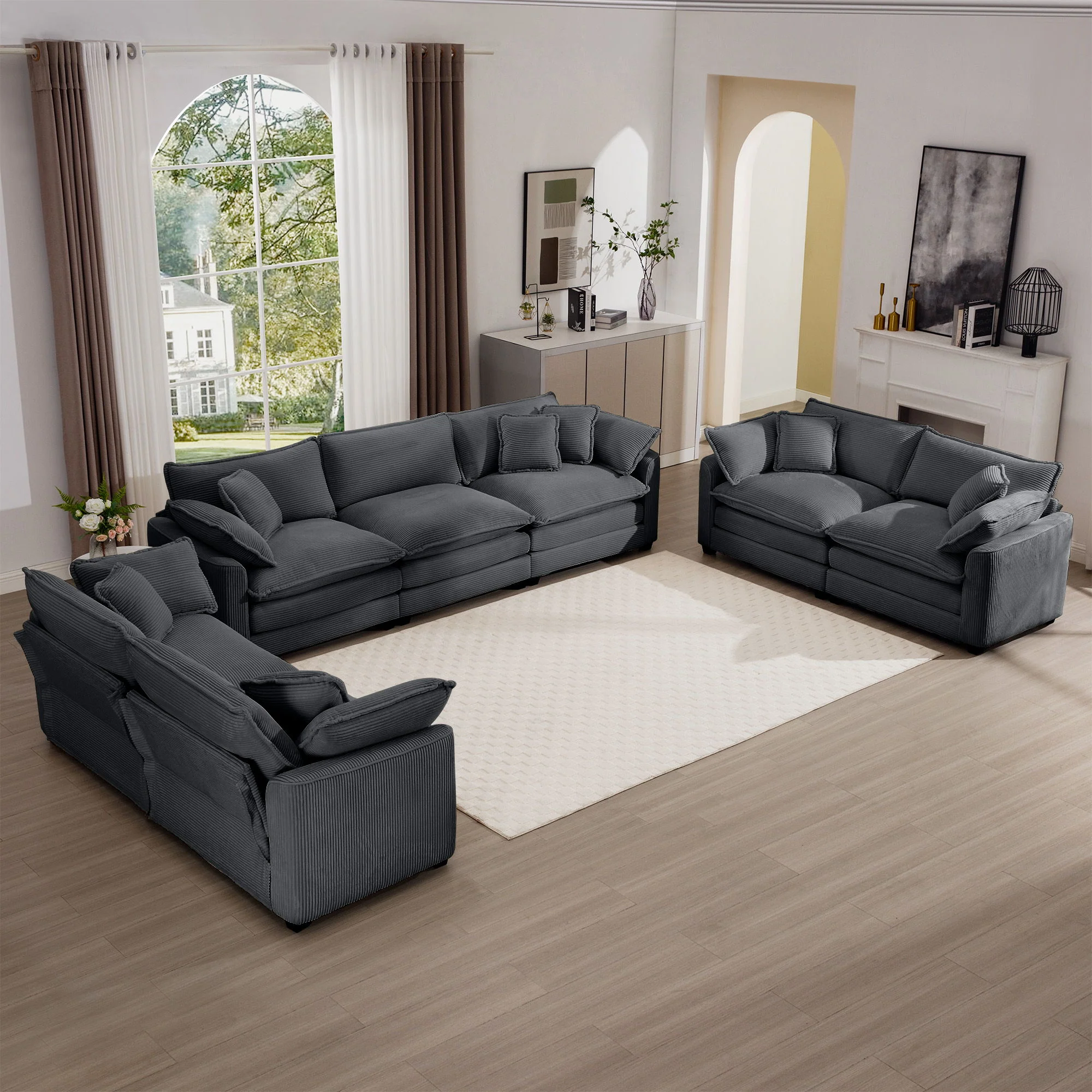 Elegant Oversized Sectional Sofa Set With Deep Seats And Flexible Layout - Image 181