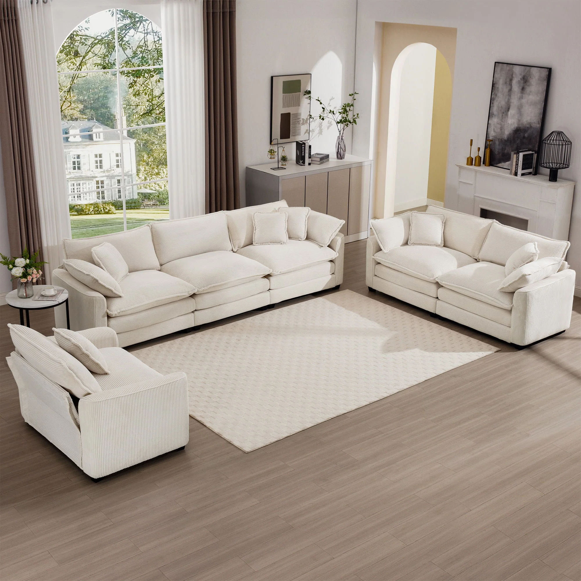 Elegant Oversized Sectional Sofa Set With Deep Seats And Flexible Layout - Image 194