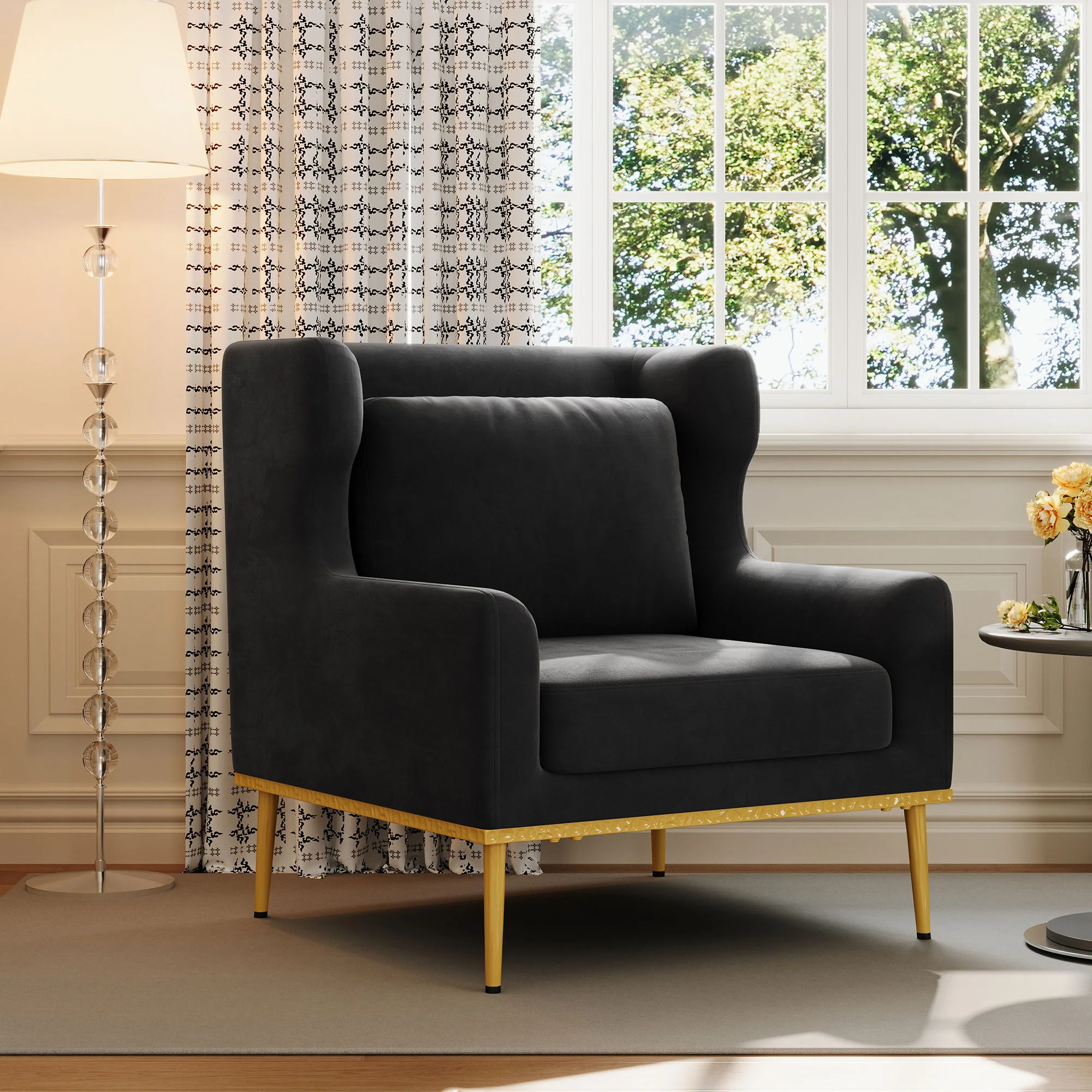 Elegant Curved Armrest Accent Armchair - Image 22