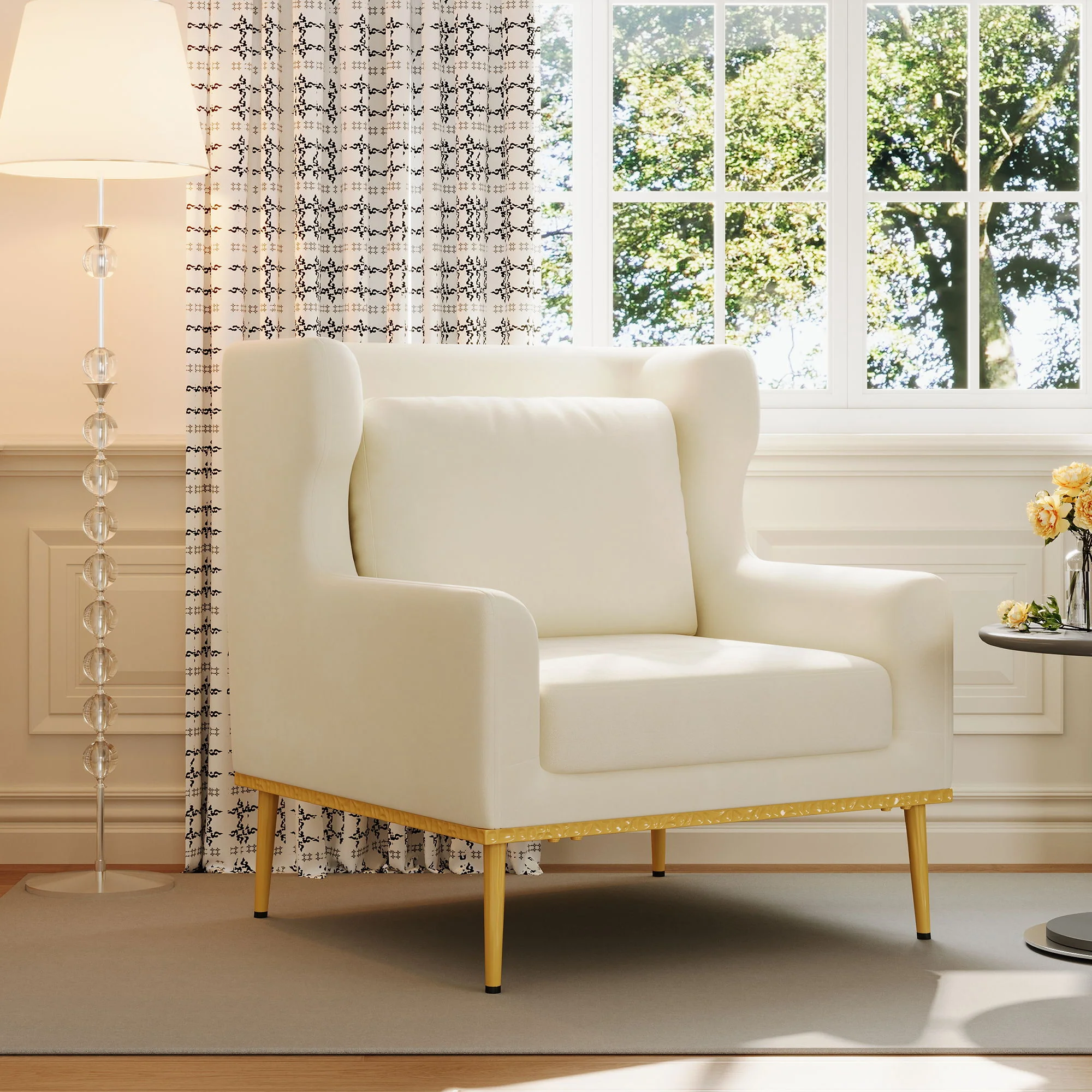 Elegant Curved Armrest Accent Armchair - Image 33