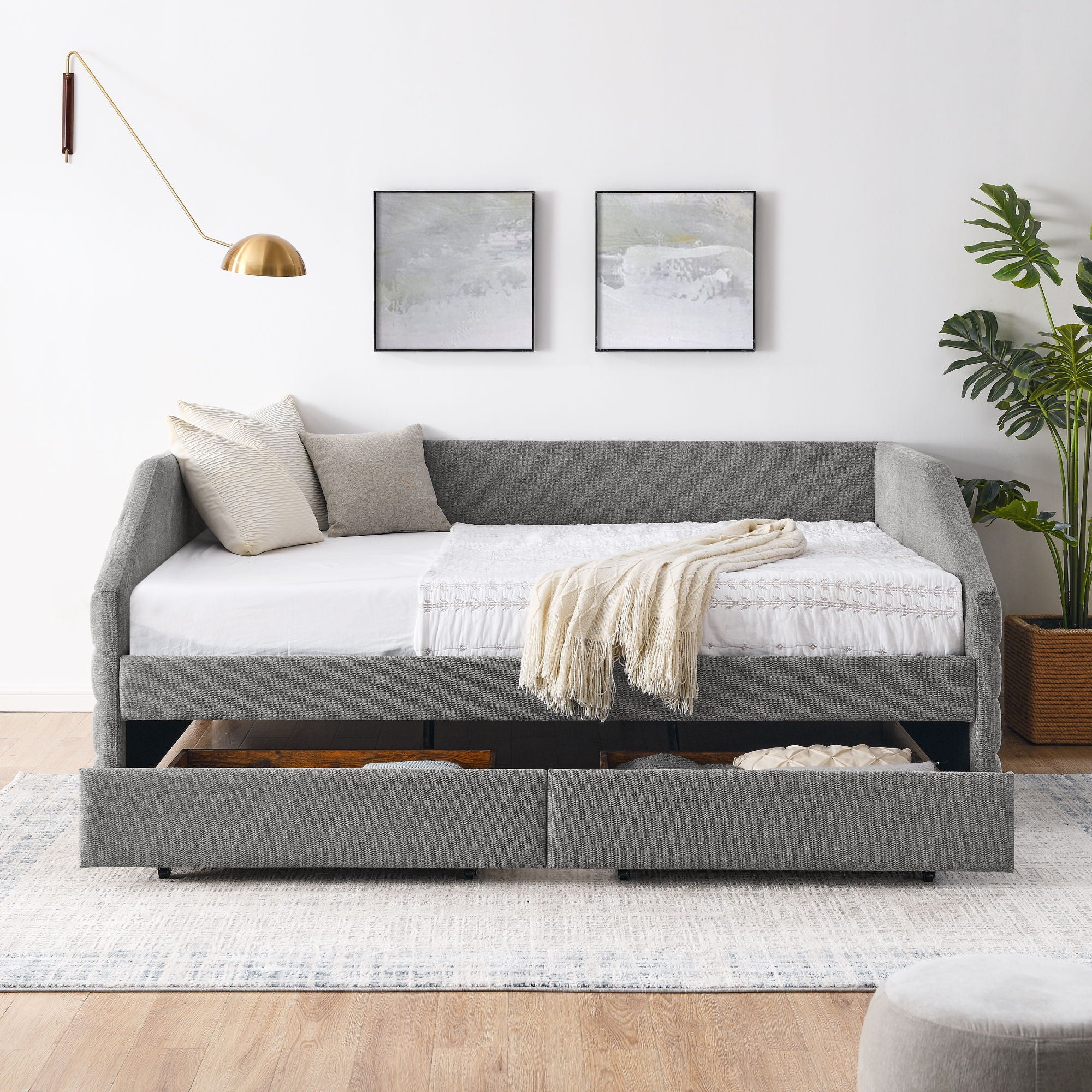 Elegant Daybed With Trundle Upholstered Tufted Sofa Bed - Image 9