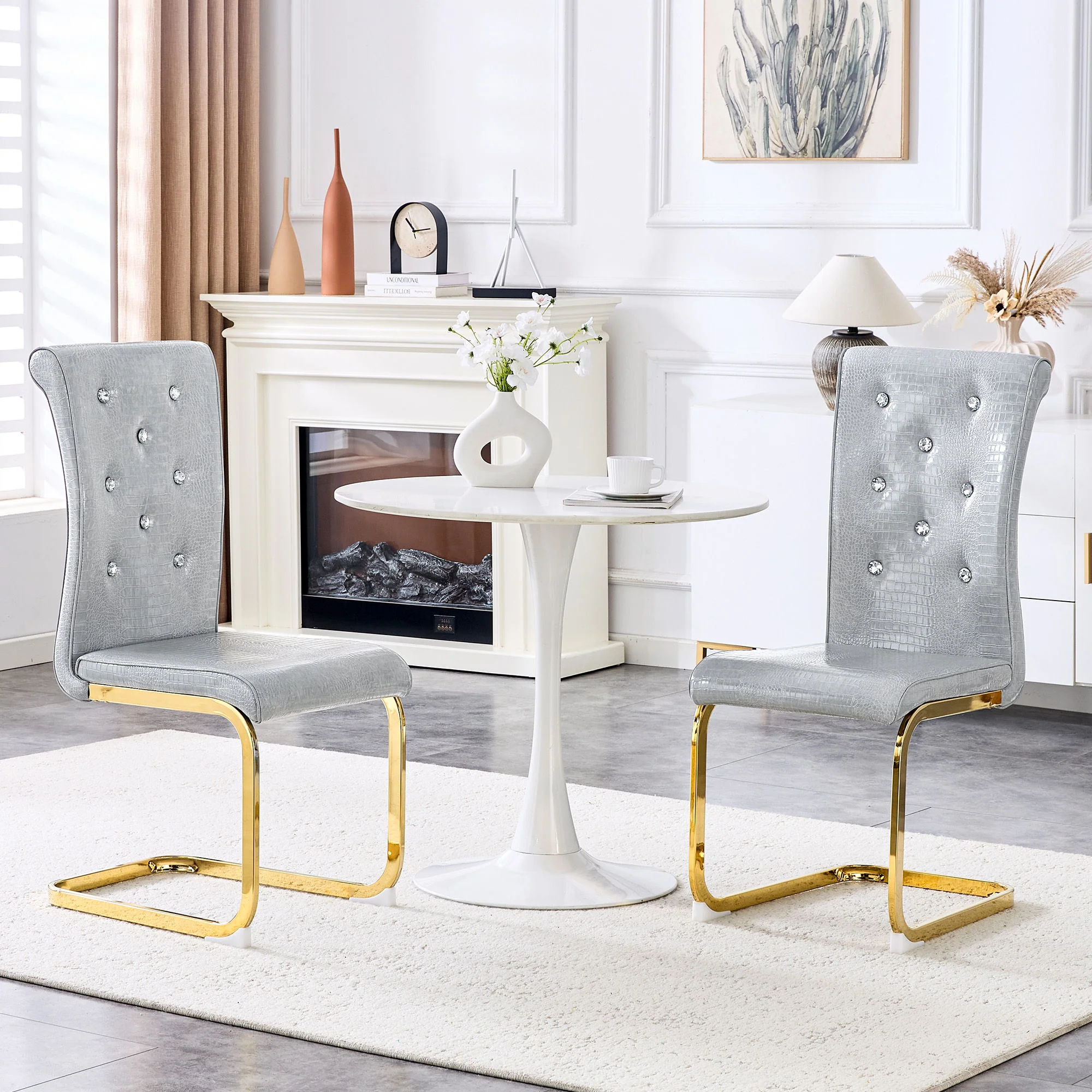 Elegant Design Alligator Skin Upholstered Dining Chairs - Image 15
