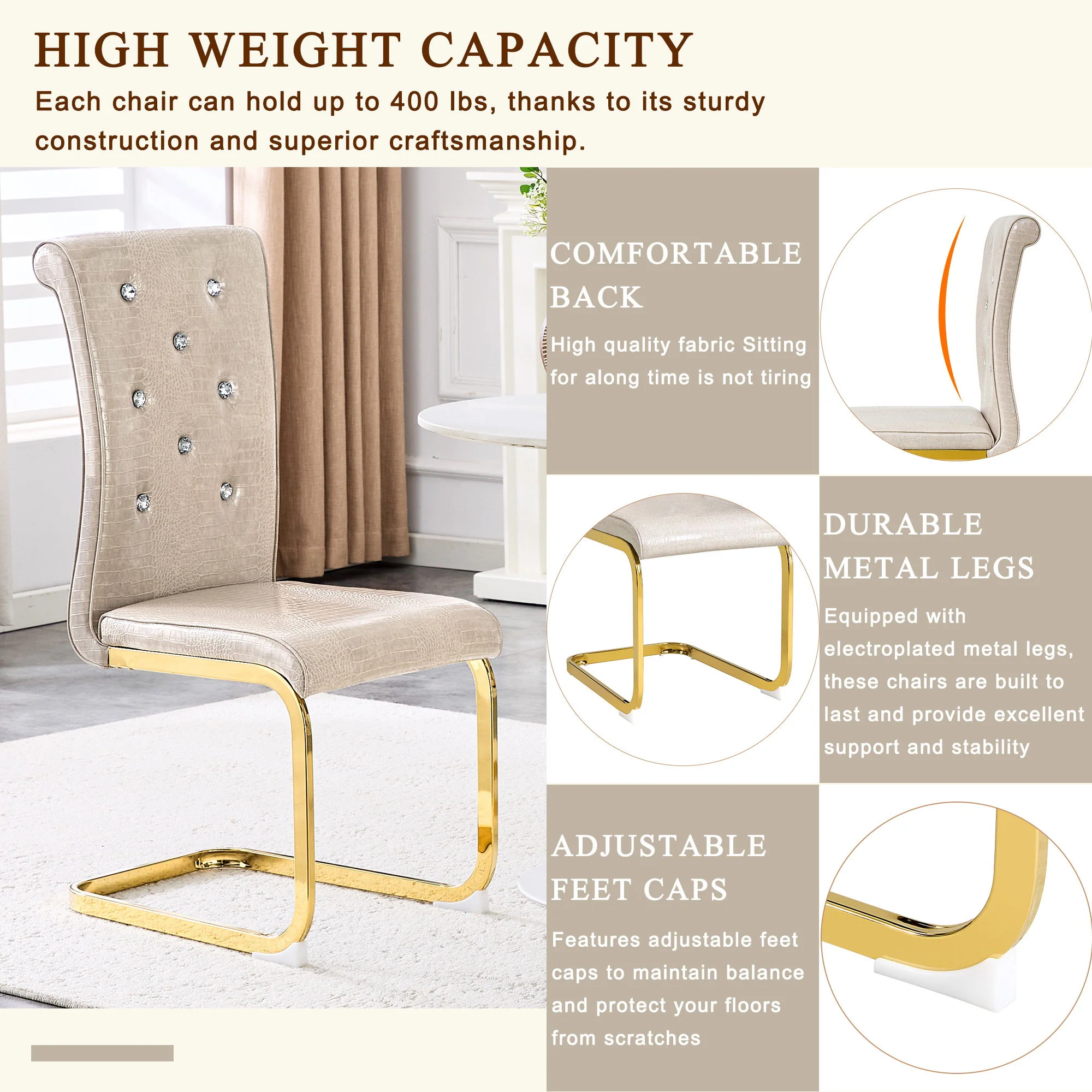 Elegant Design Alligator Skin Upholstered Dining Chairs - Image 34