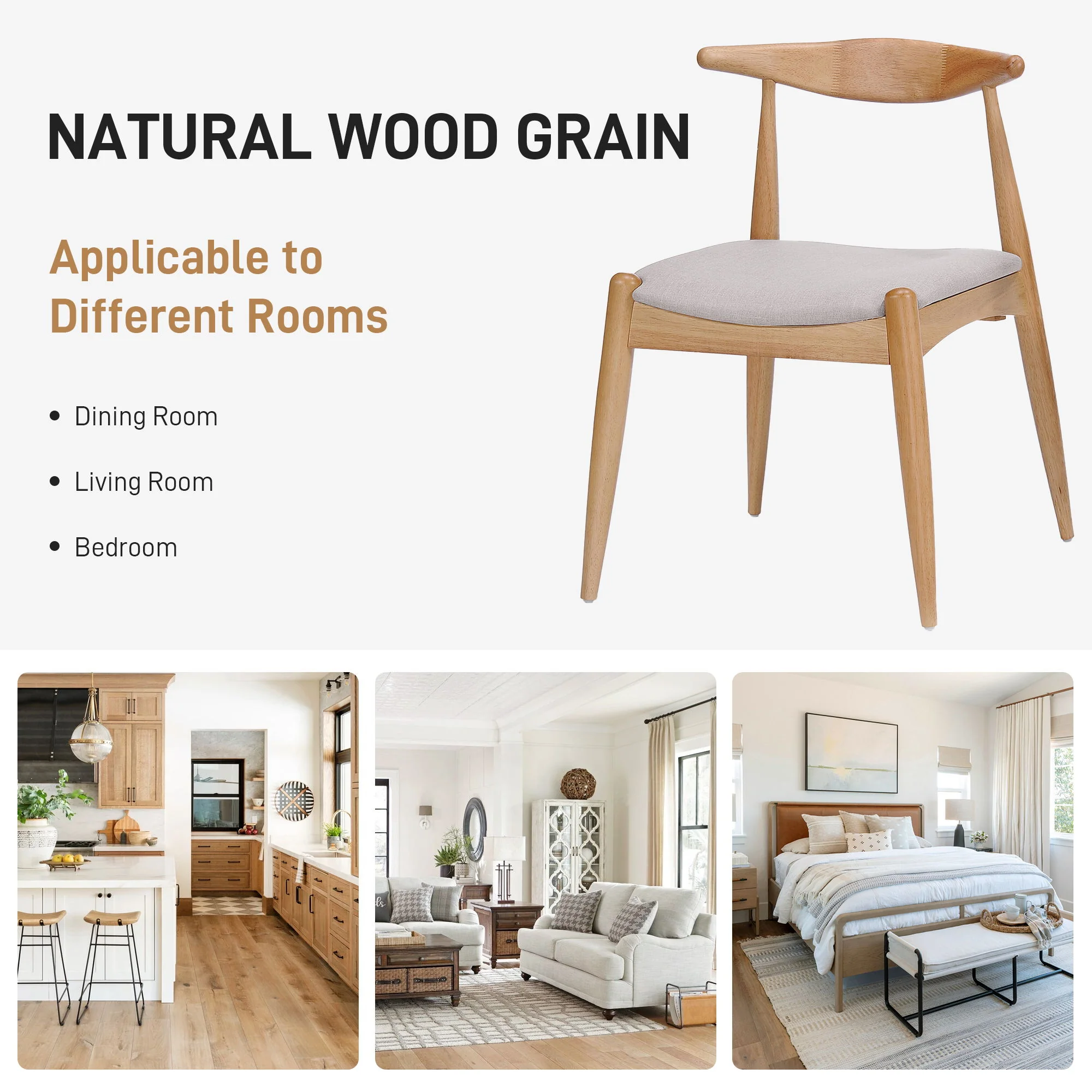Elegant Dining Chairs With Ergonomic Backrest & Comfort Cushions (Set of 2) - Image 3
