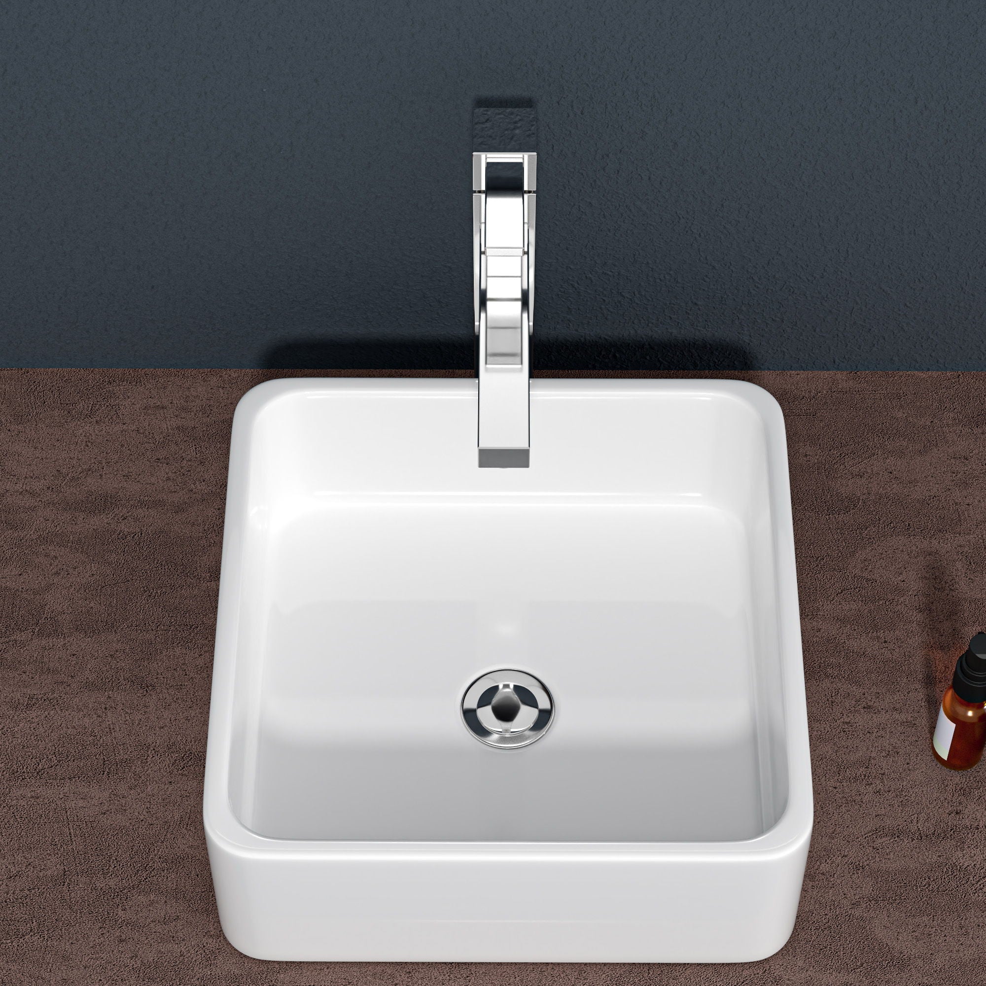 Elegant European Style Ceramic Square Vessel Bathroom Sink - White - Image 3