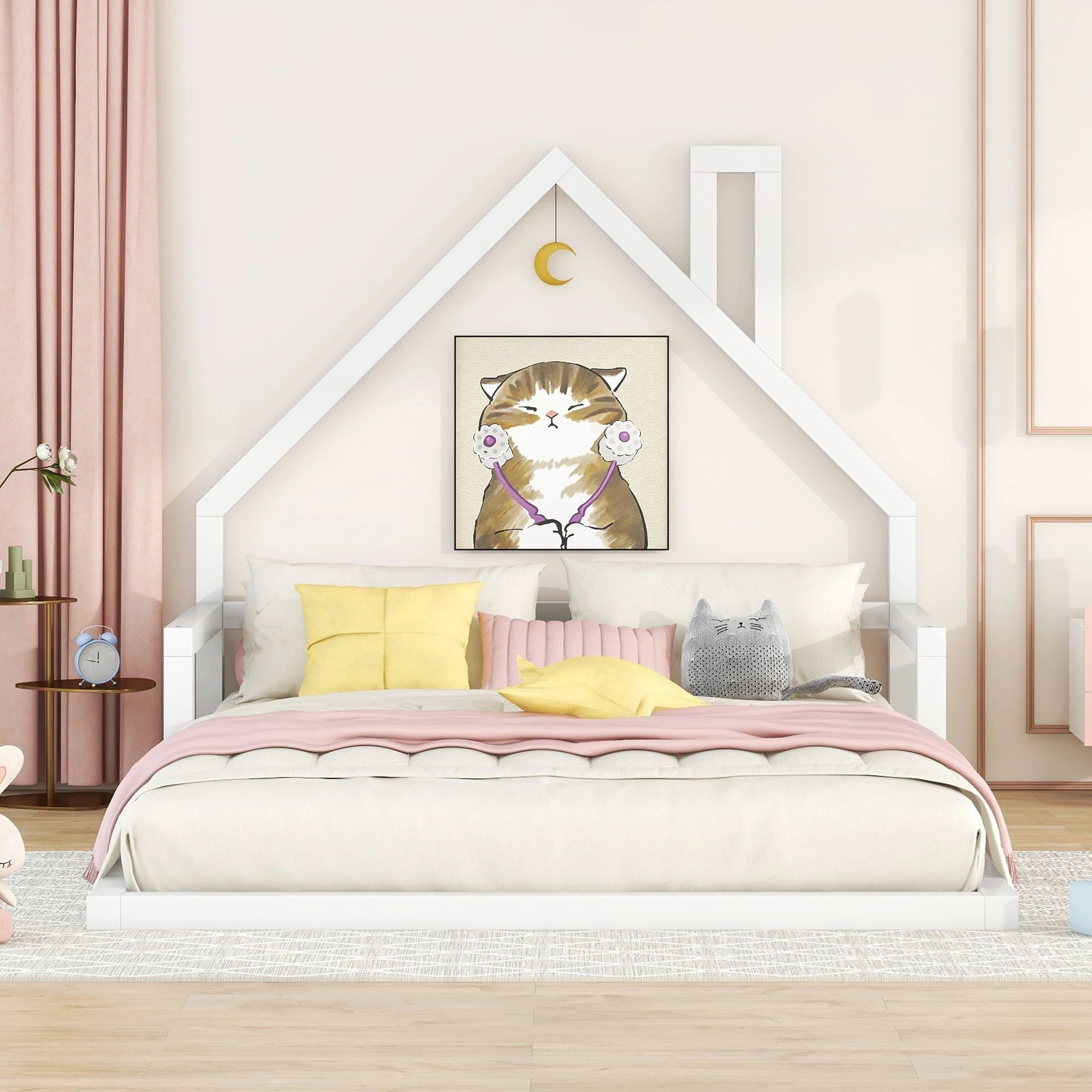 Elegant Floor Bed With House Shaped Headboard - Image 14