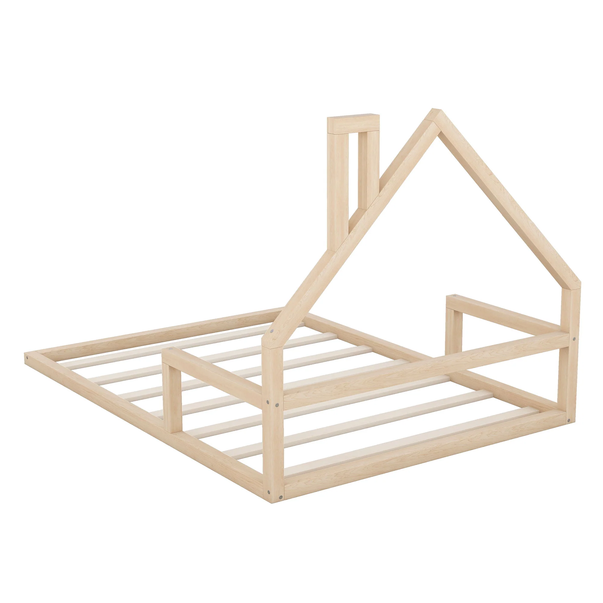 Elegant Floor Bed With House Shaped Headboard - Image 3