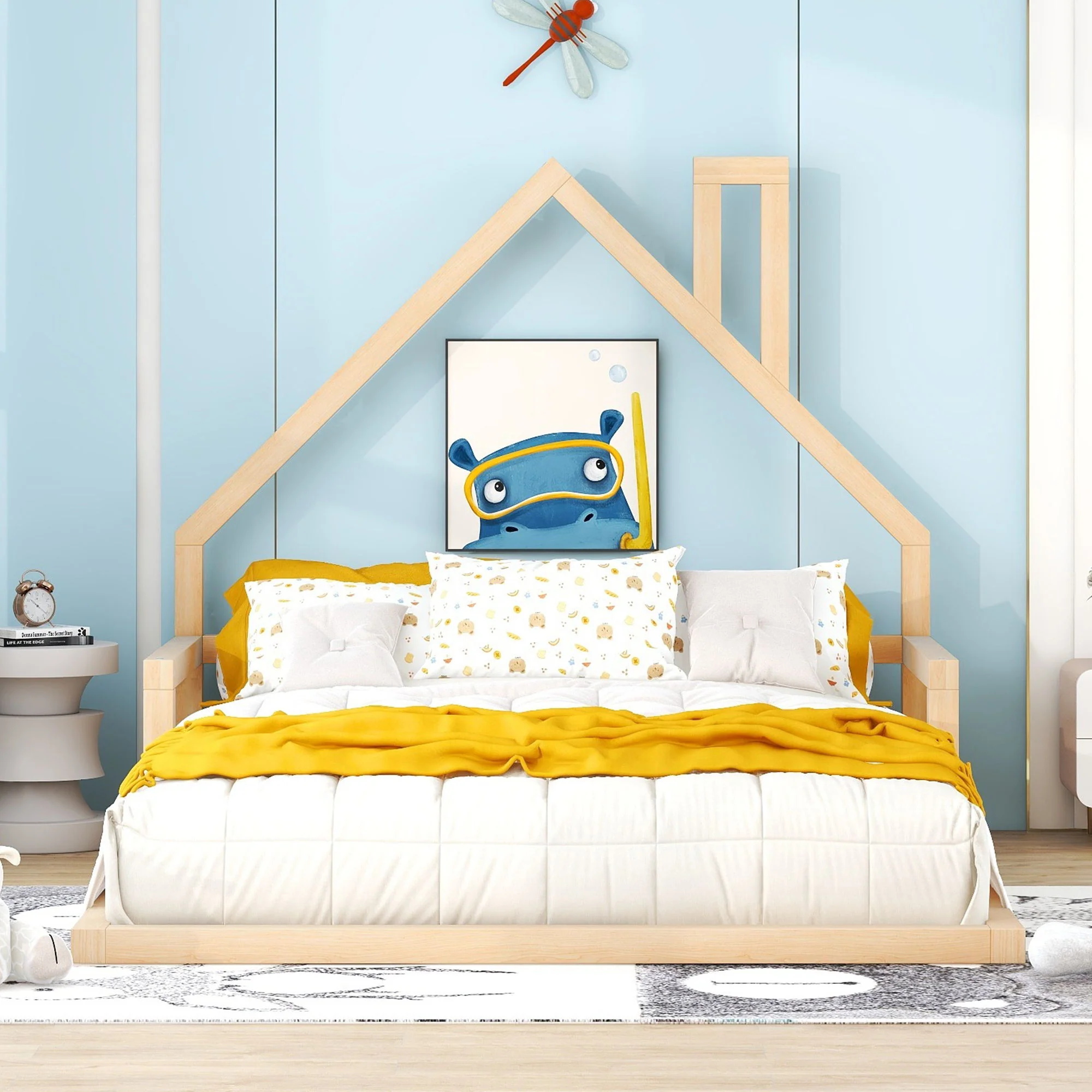 Elegant Floor Bed With House Shaped Headboard - Image 8