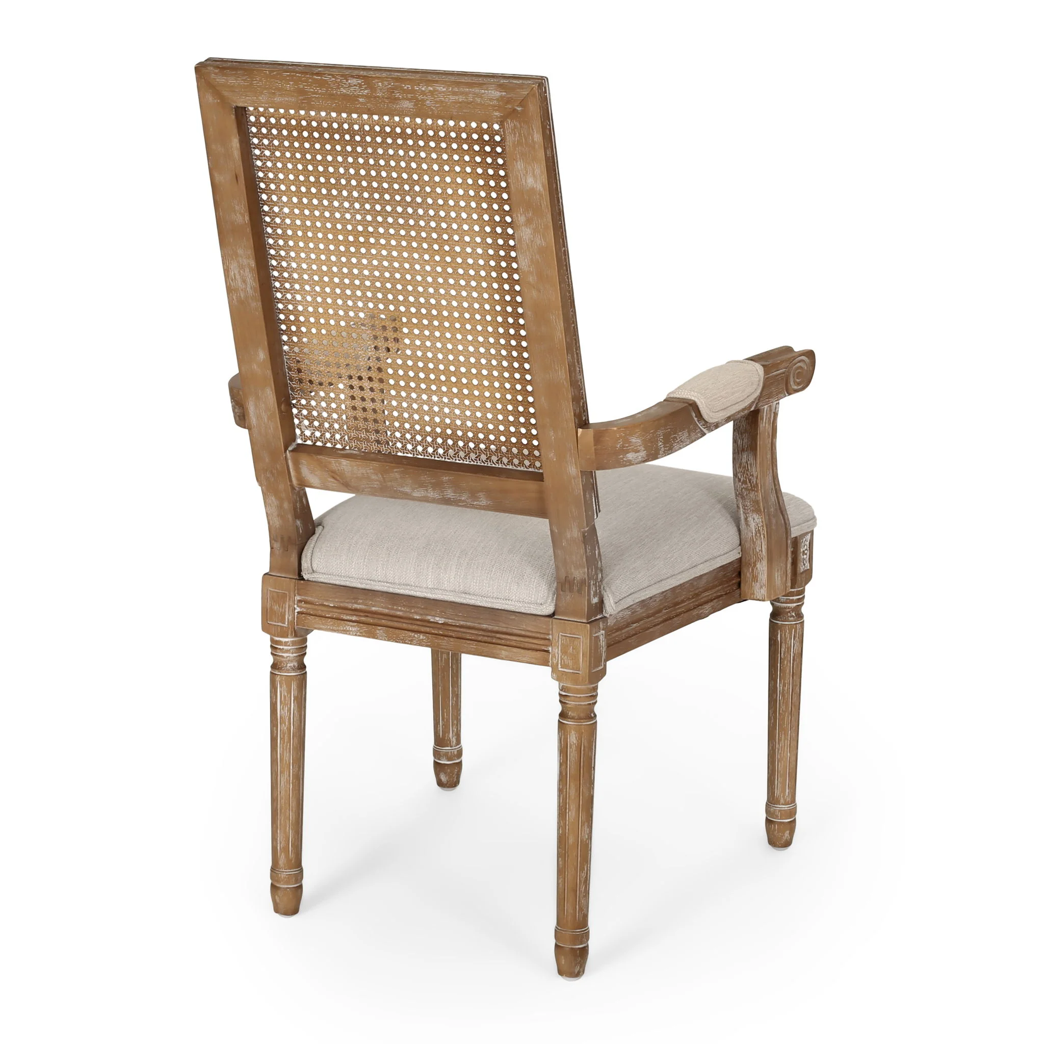 Elegant French Country Style Dining Chair With Cane Backrest - Image 16