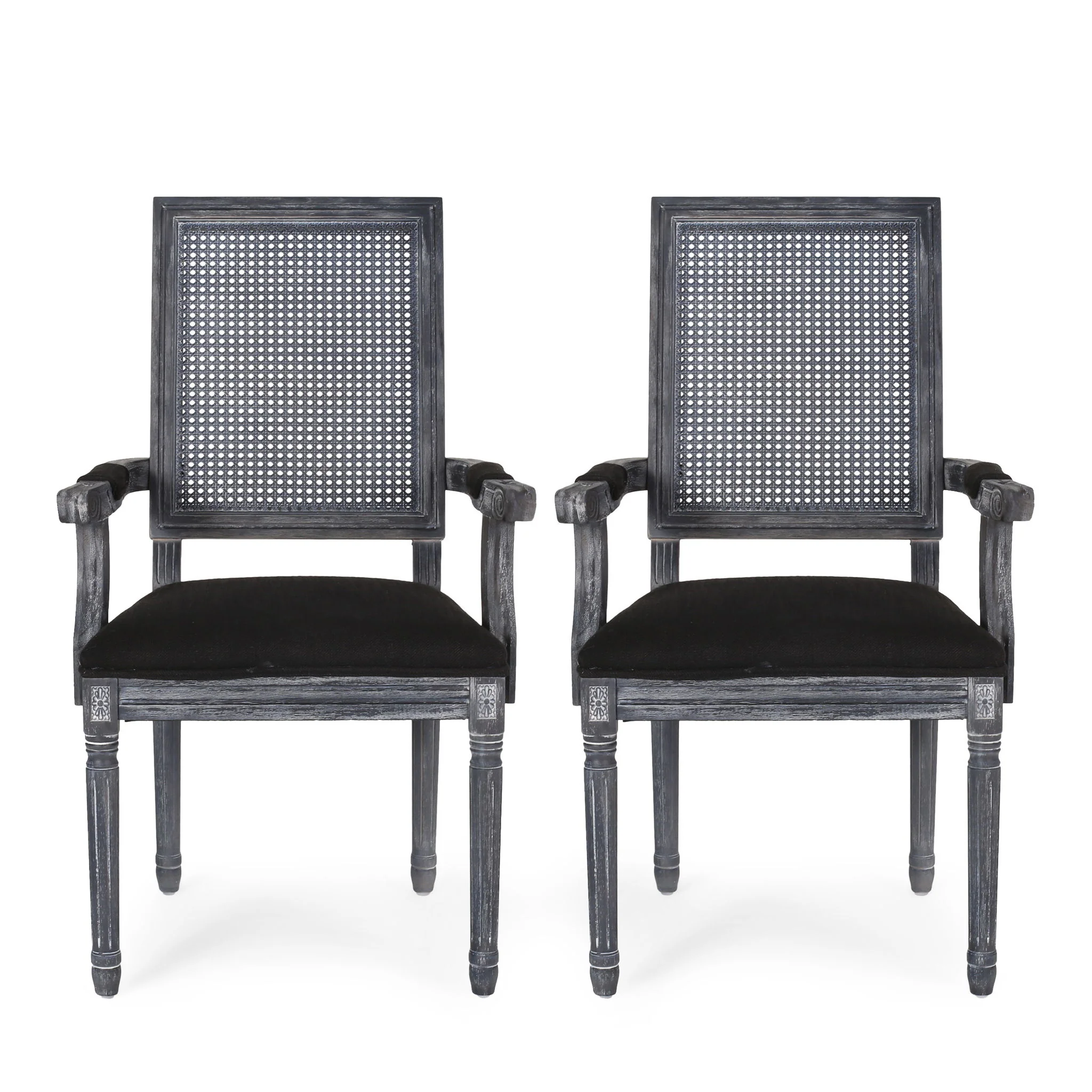 Elegant French Country Style Dining Chair With Cane Backrest - Image 2