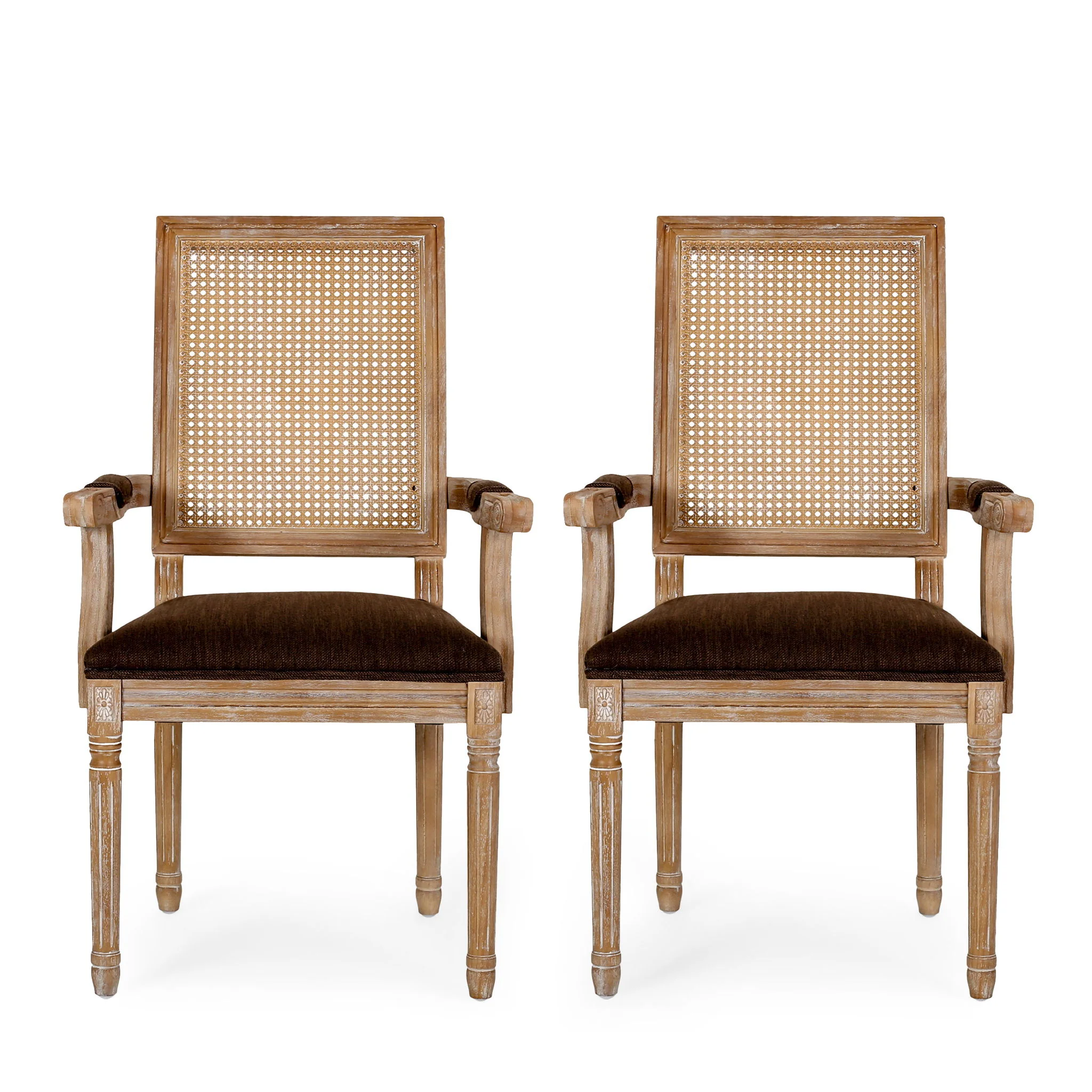 Elegant French Country Style Dining Chair With Cane Backrest - Image 25