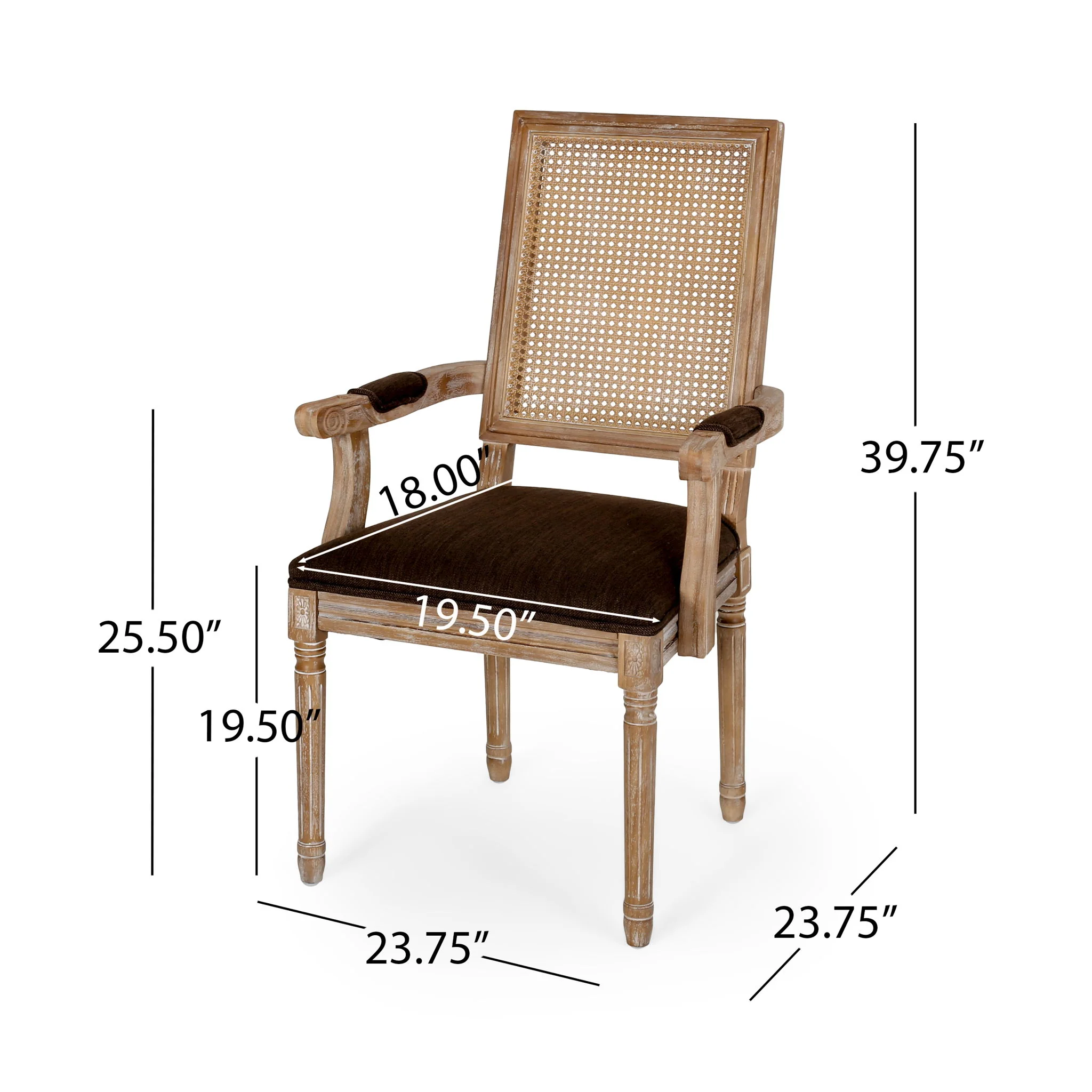 Elegant French Country Style Dining Chair With Cane Backrest - Image 35