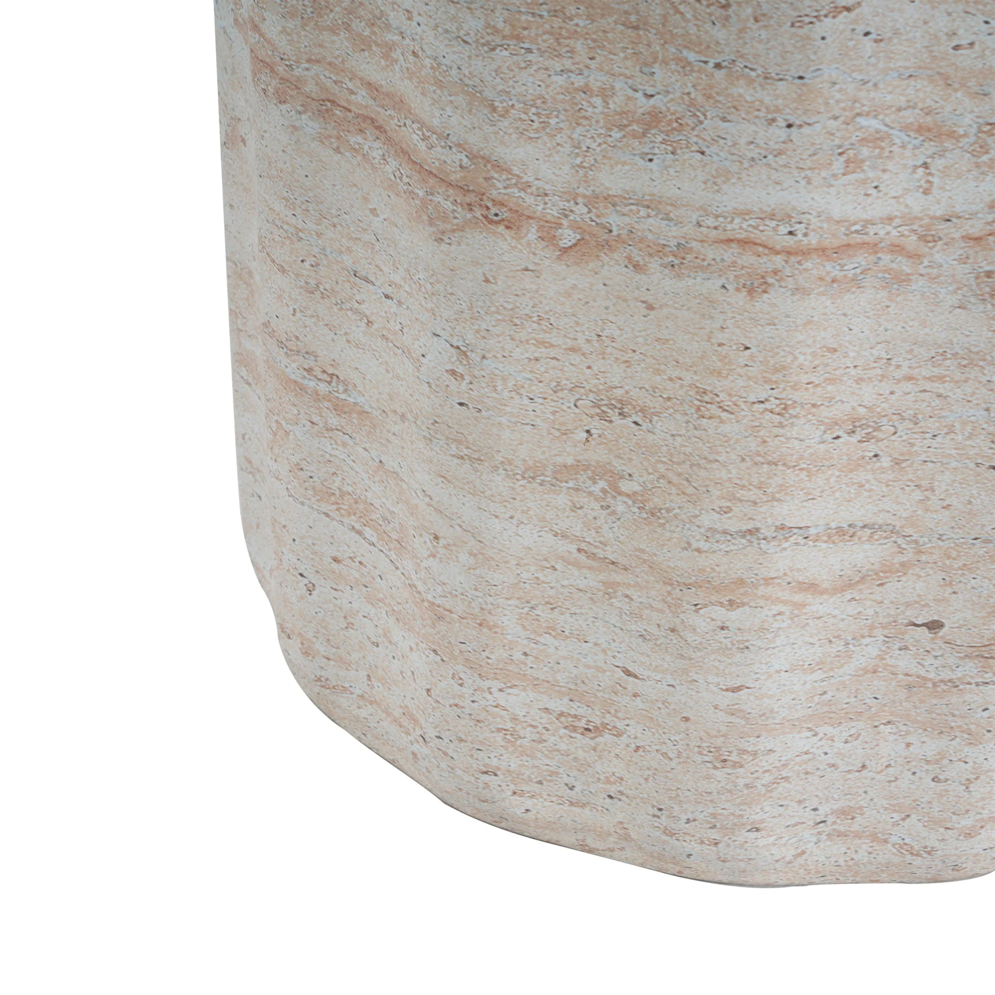 Elegant Indoor / Outdoor Lightweight Concrete Side Table With Travertine - Beige - Image 5