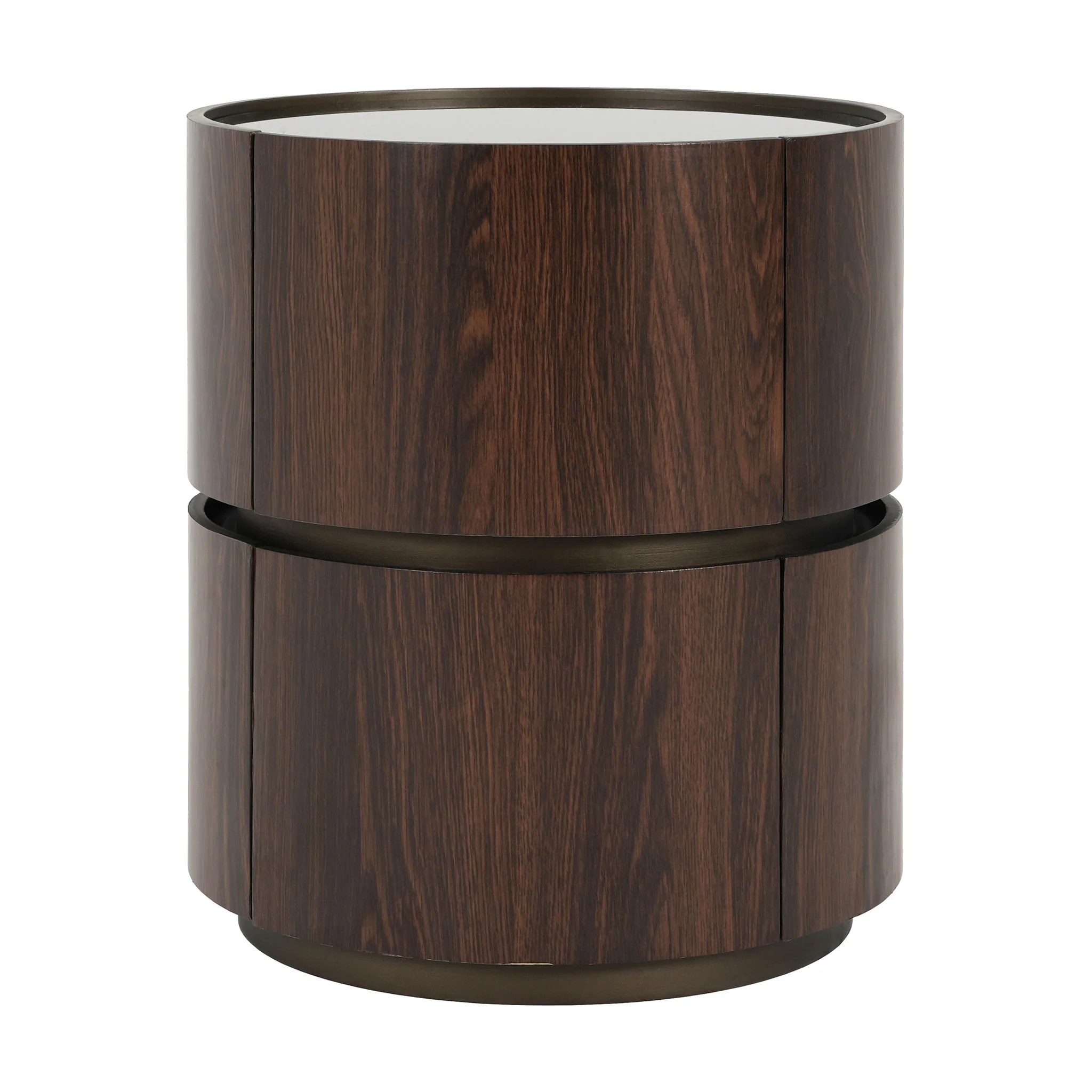 Elegant Italian High Grade Double Layer Storage Round Side Table - Brown / Black - Image 8